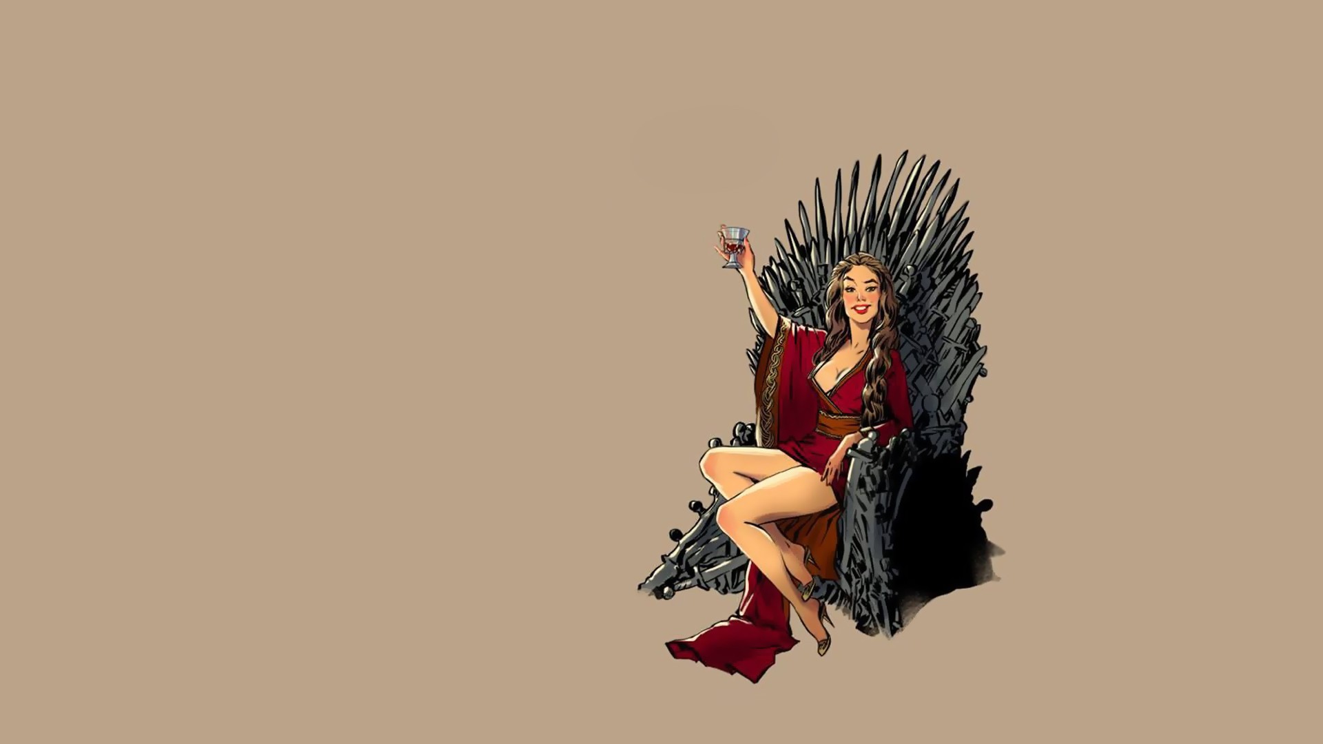 Wallpaper, illustration, simple background, anime, cartoon, Game of Thrones, Cersei Lannister, pinup models, screenshot 1920x1080
