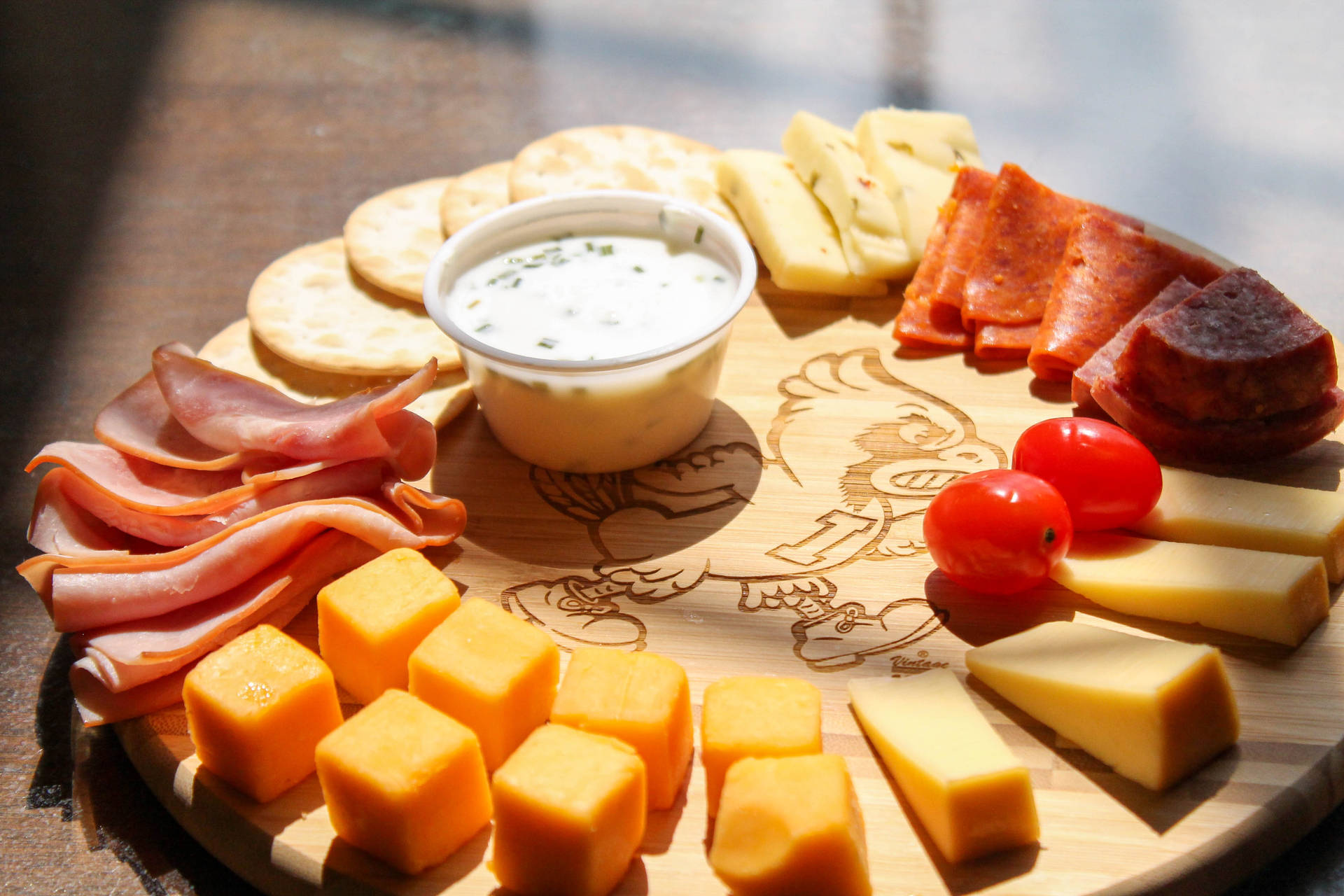 Download Simple Cheese And Meat Platter Wallpaper