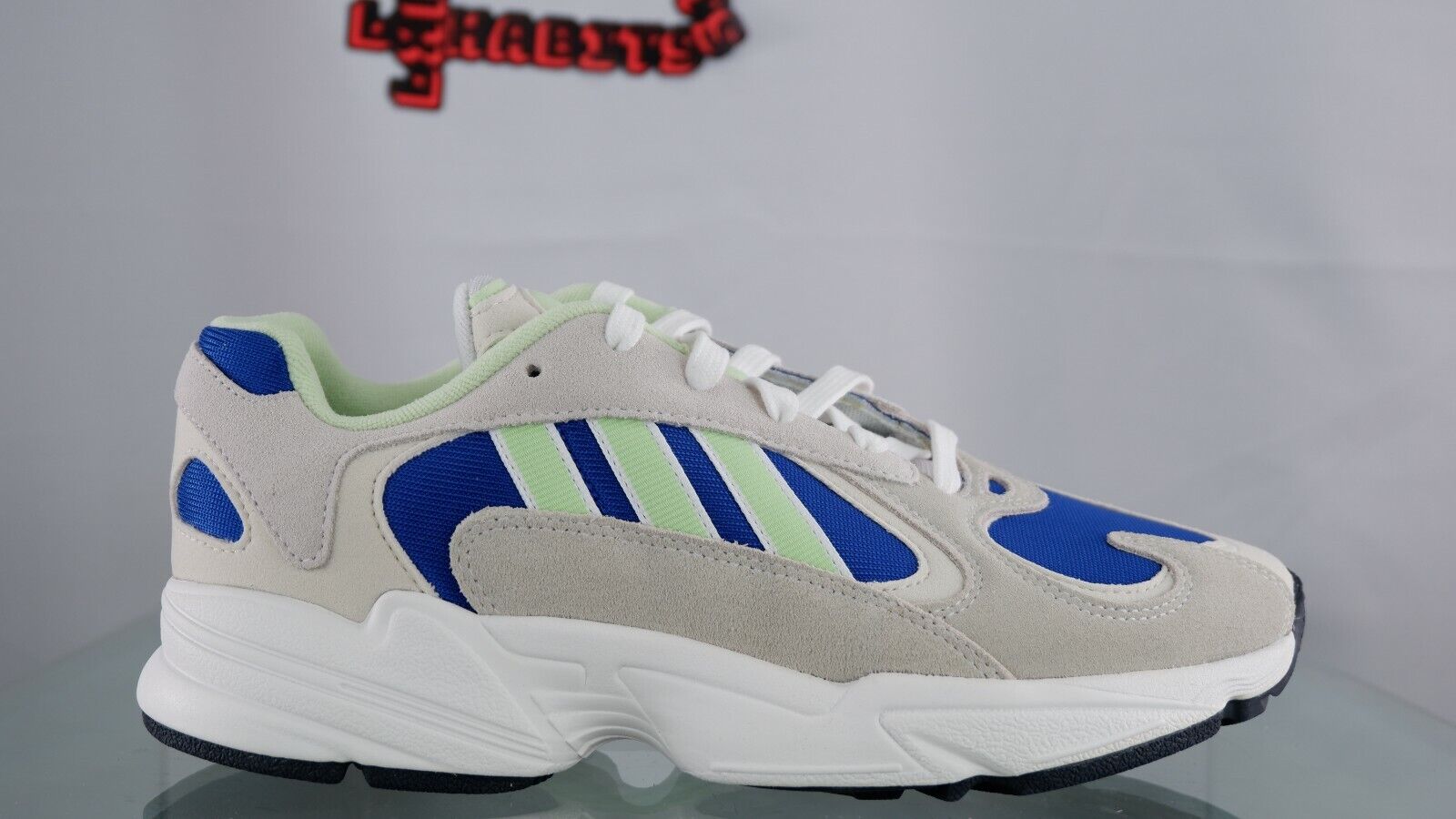 NEW SUMMER Adidas Mens Yung 1 White Glow Green Royal Blue EE5318 Running Shoe