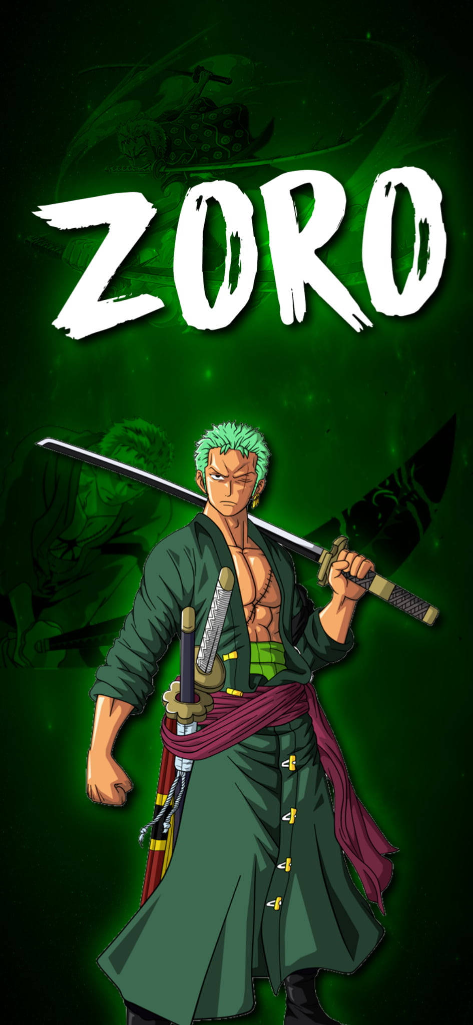 Download Neon Green Anime Roronoa Zoro PFP Wallpaper