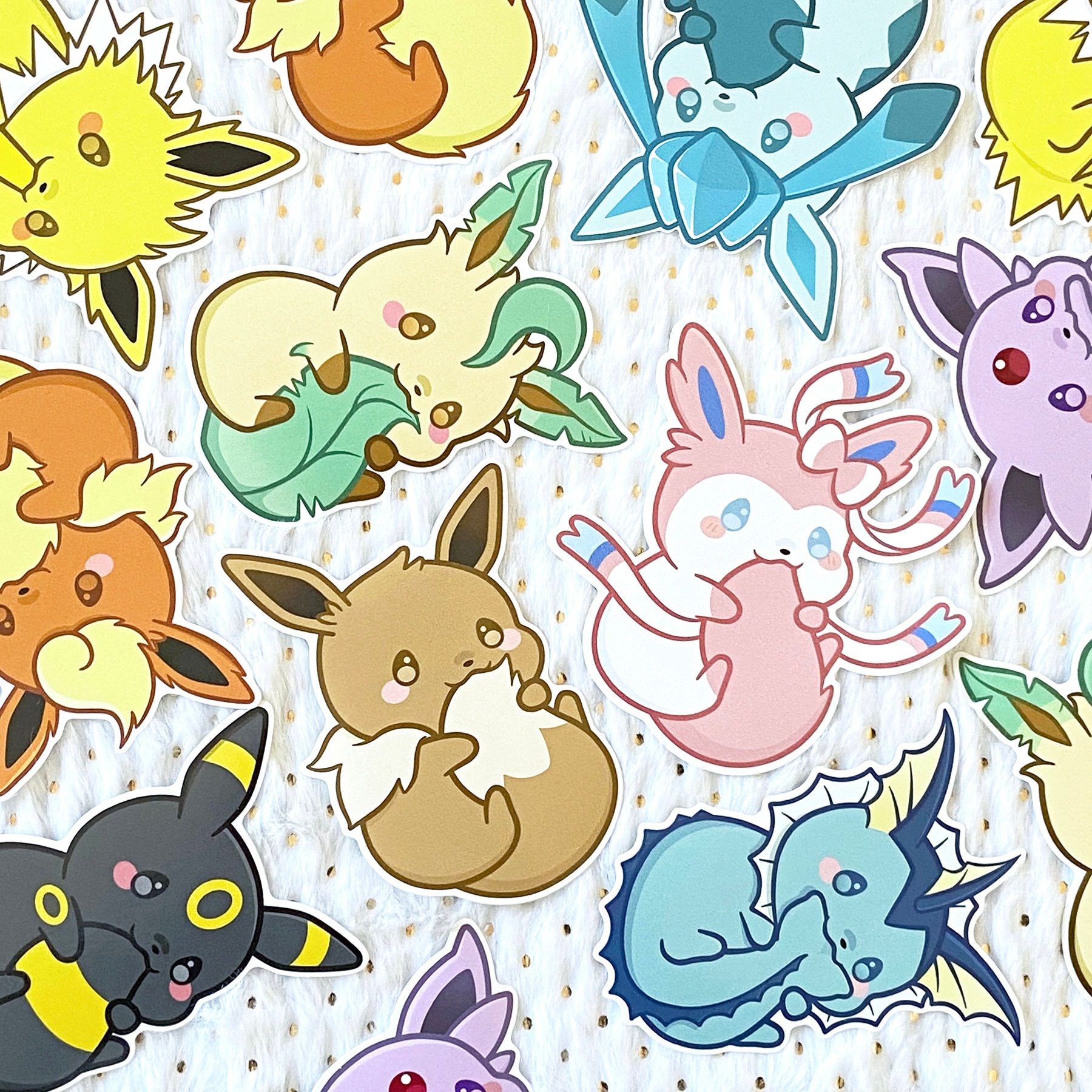 Cute Chubby Eevee Sylveon Leafeon Eeveelution Kawaii Animal