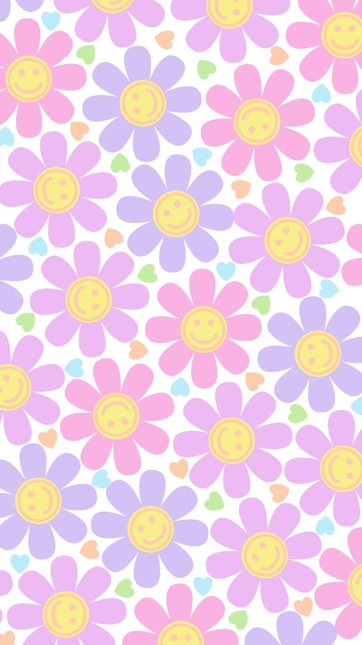 Smiley Flowers Illustration Pack  Cute desktop wallpaper Aesthetic iphone  wallpaper Iphone wallpaper