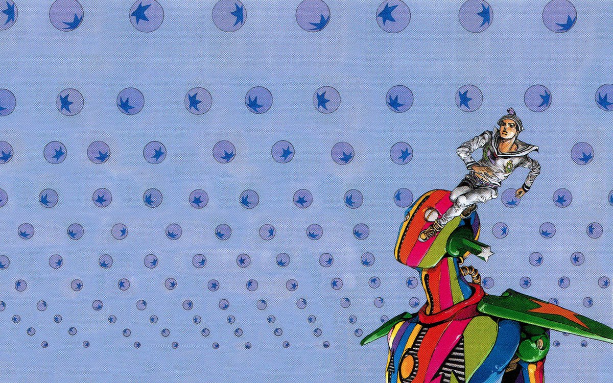 ❄️FrostyAlmighty❄️ to make desktop wallpaper of all 4 drawings from this collection of Araki's. It's always been one of my favorites ^^ #jjba #jojolion thanks for the scans !