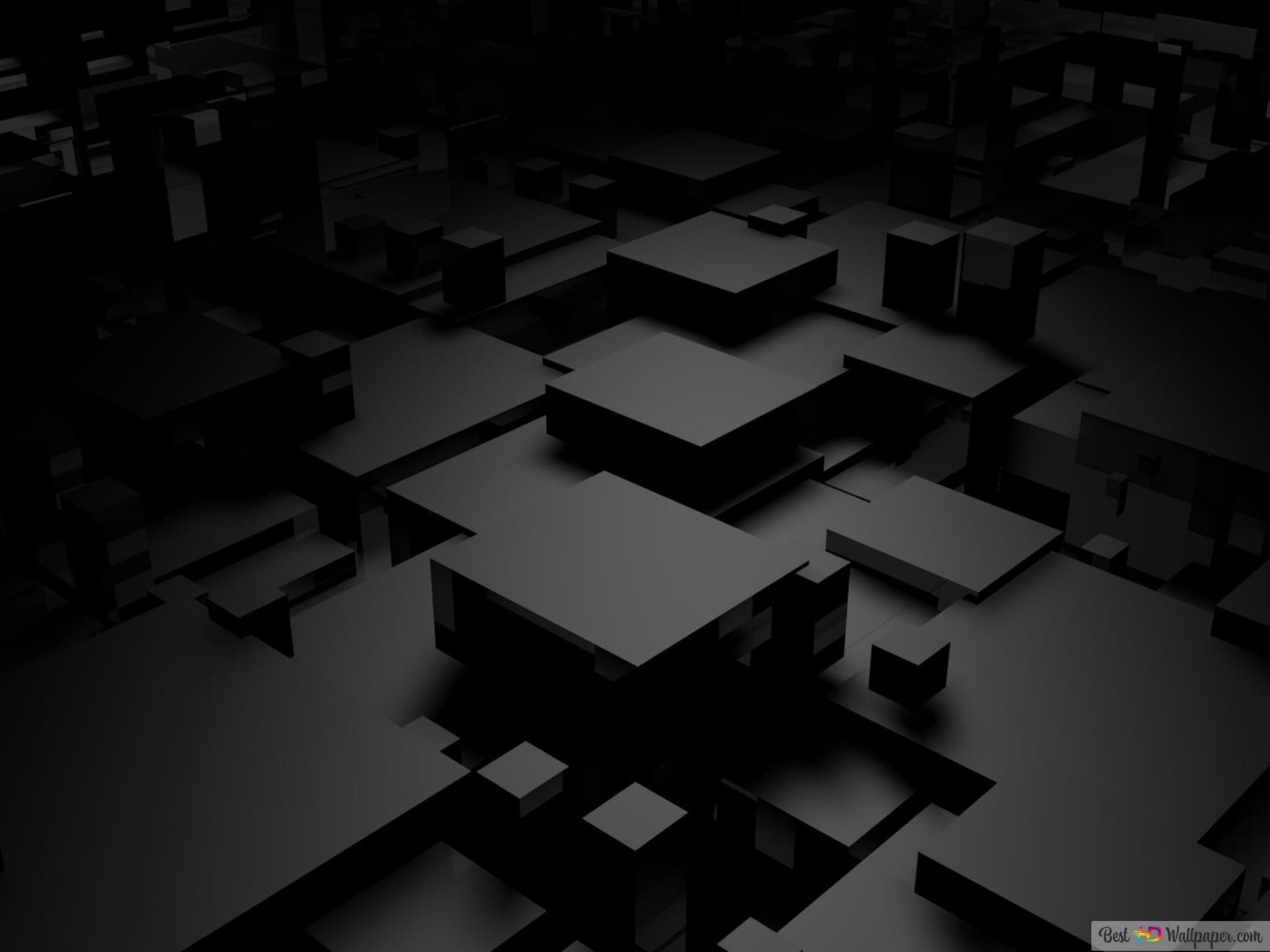 Gray and black 3D cubism digital art 4K wallpaper download