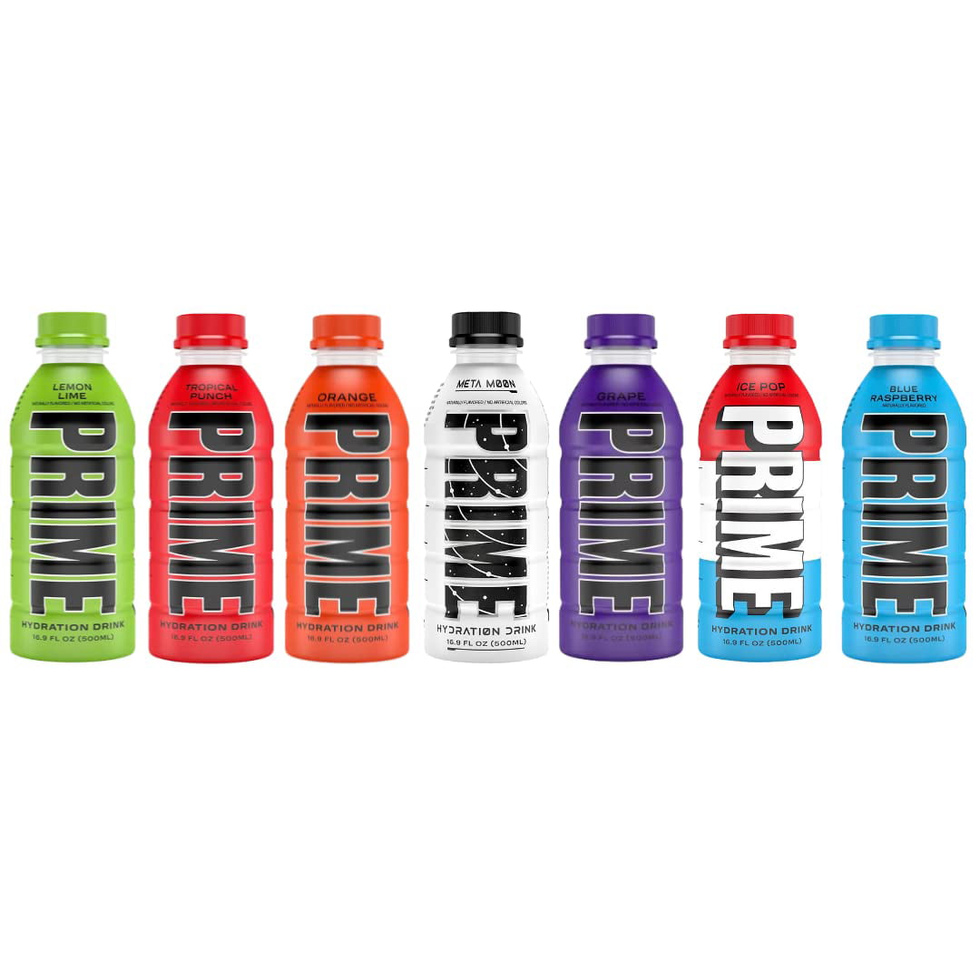 Prime Hydration Sports Drink Variety Pack Drink, Electrolyte Beverage Lime, Tropical Punch, Blue Raspberry, Orange, Grape & Ice Pop.9 Fl Oz (6 Pack)