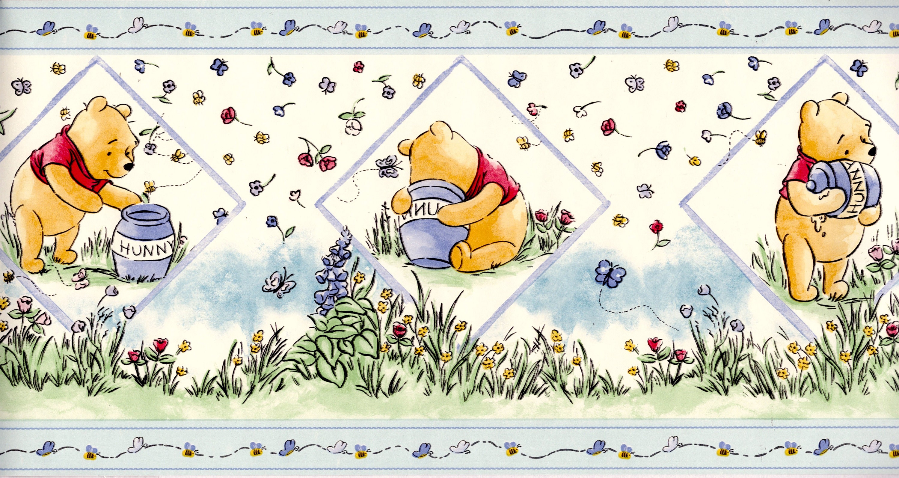 Winnie the Pooh With Hunny Pot Wallpaper Border Disney