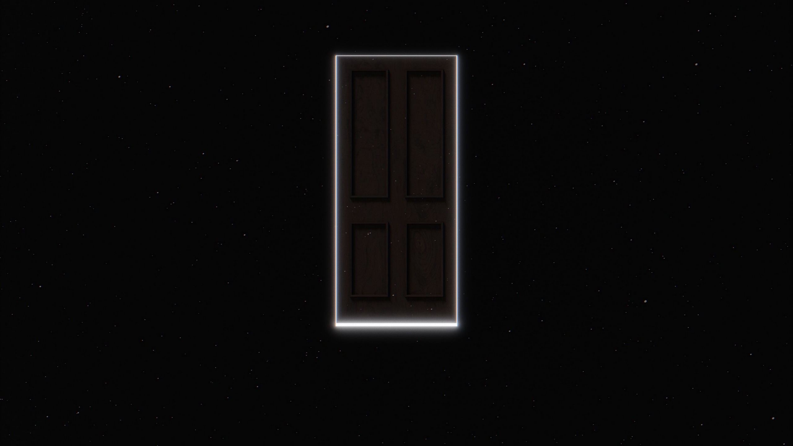 Wallpaper / door, space, portal, dark, glow, 4k free download