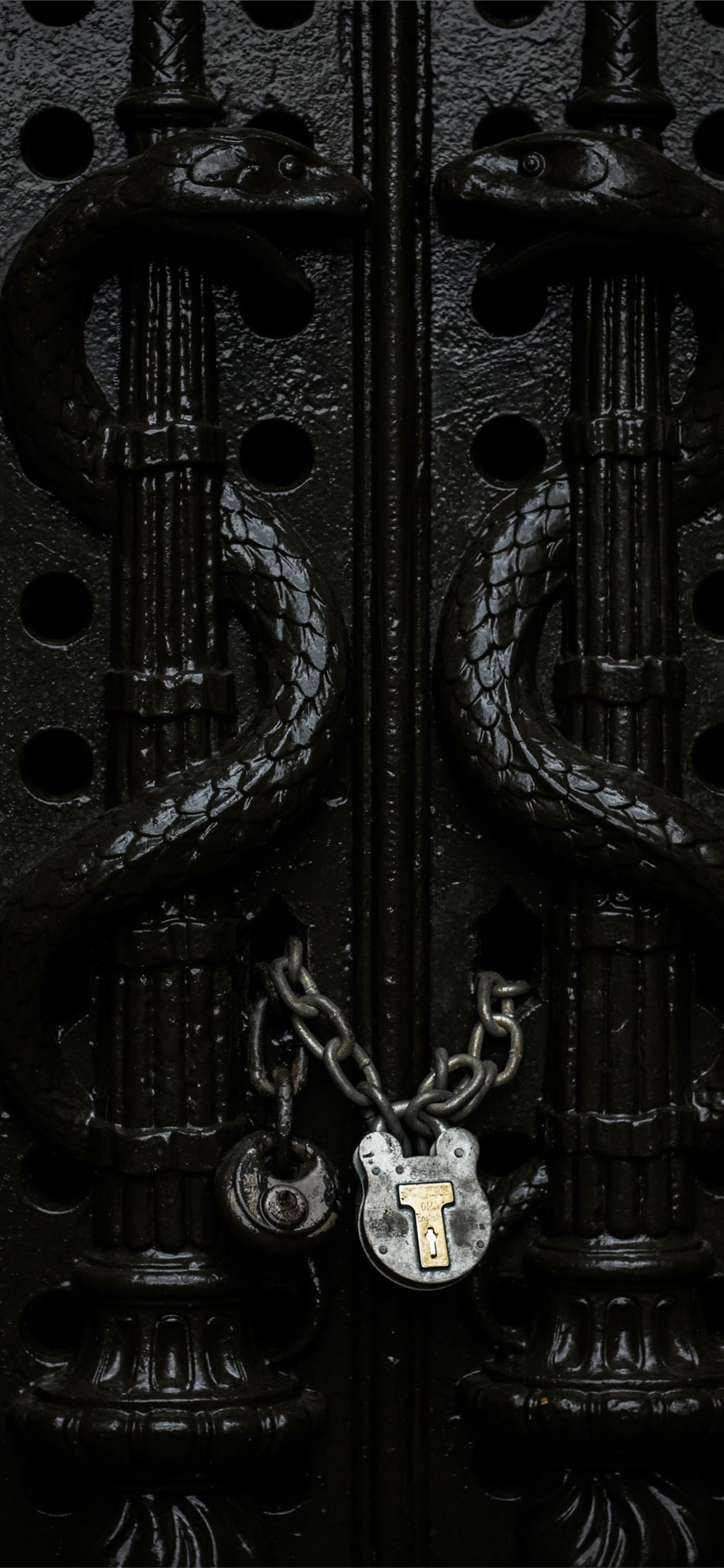 gray chain padlock on door in closeup shot iPhone Wallpaper Free Download