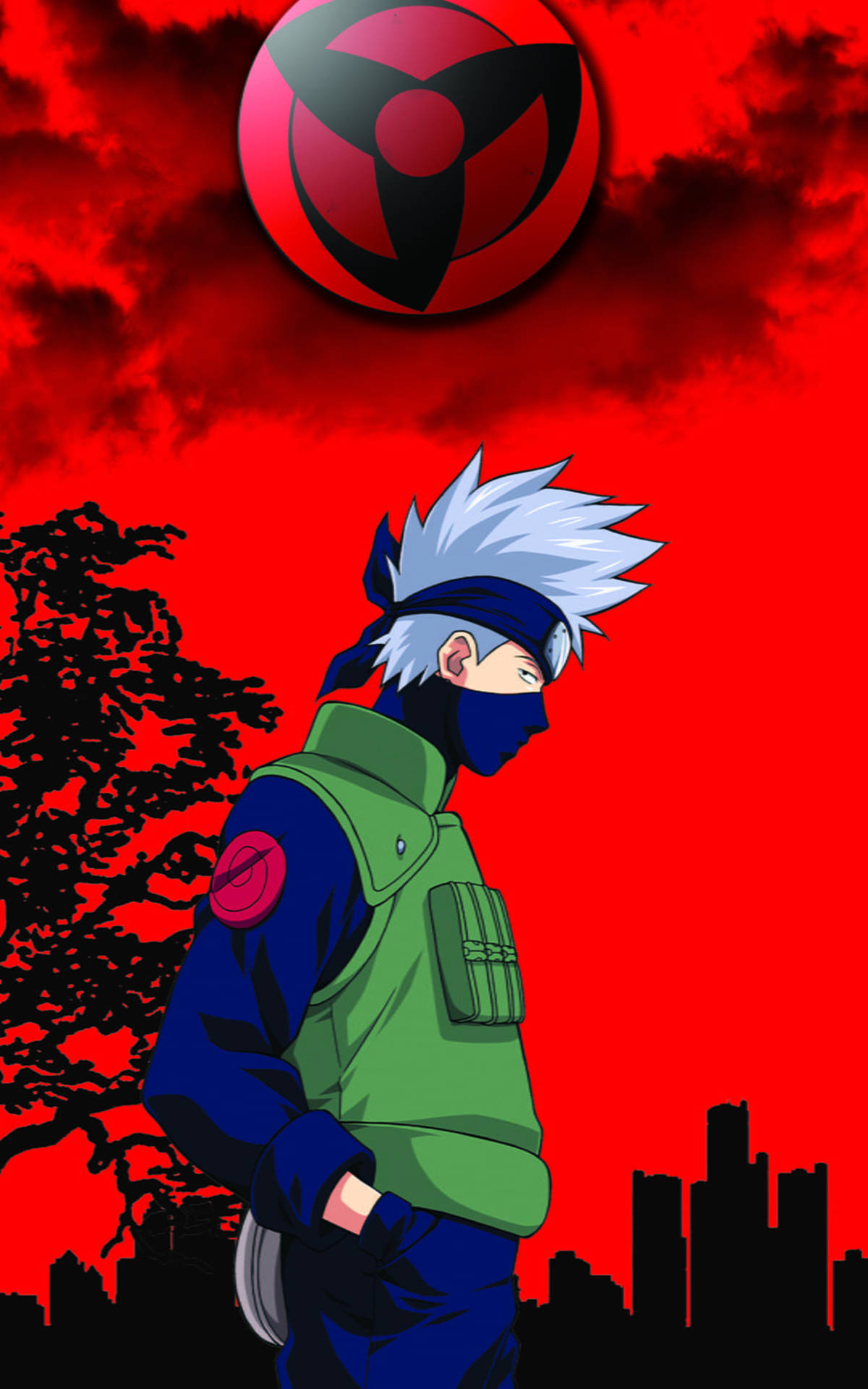 Download Red Art Cool Kakashi Wallpaper