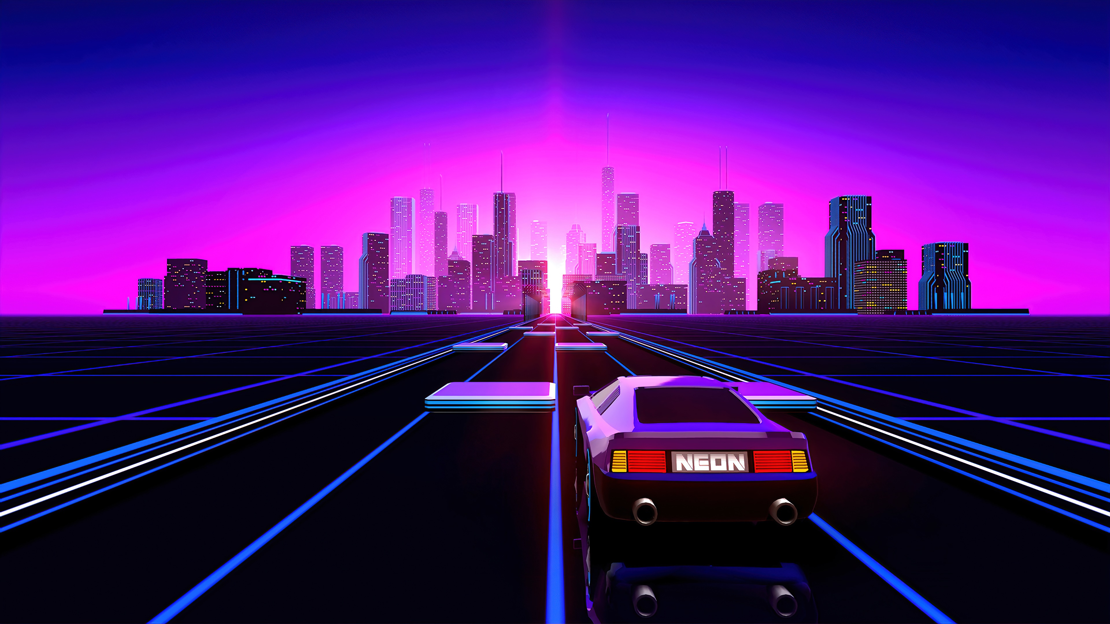 wallpaper, outrun, city, synthwave, retrowave, 4k, HD Gallery HD Wallpaper