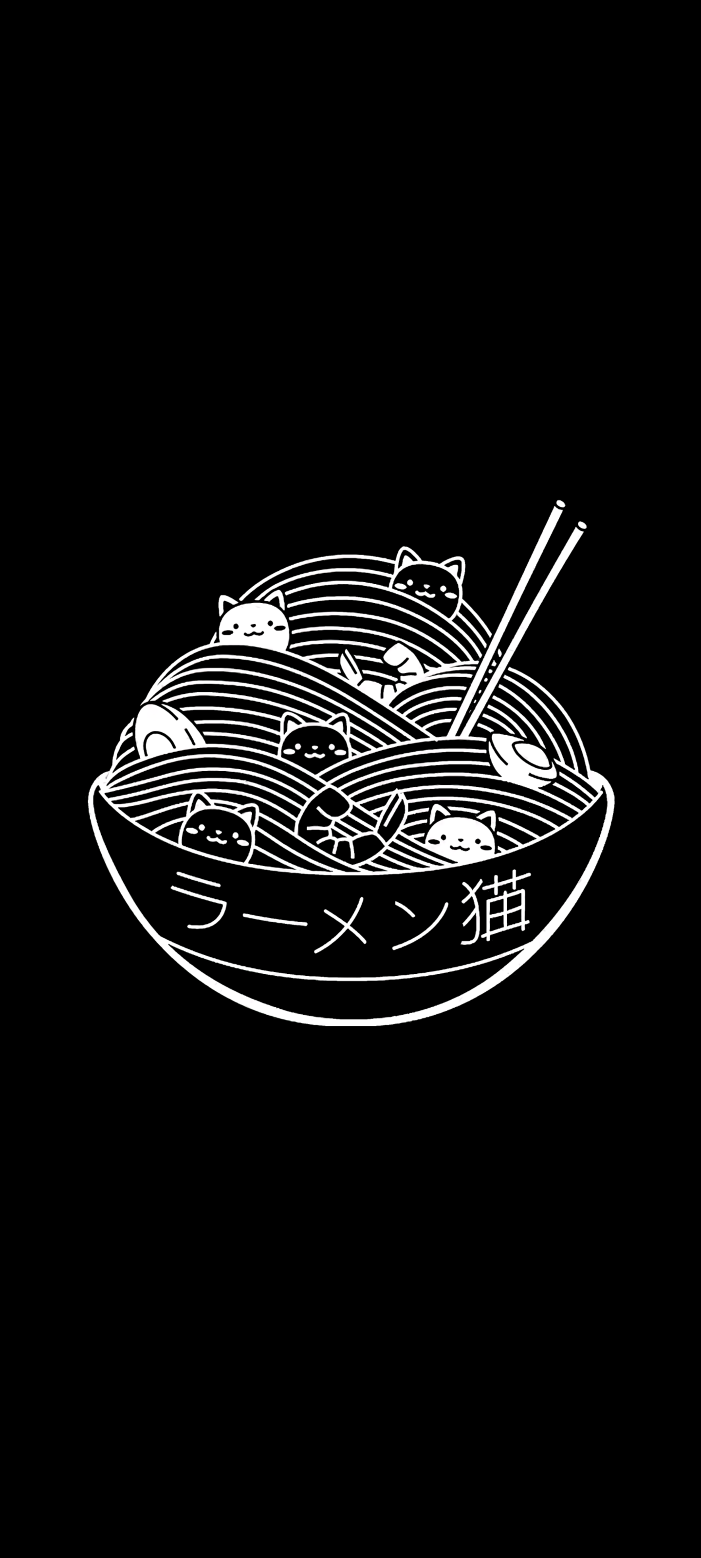 Black and White Cat Ramen (1440x3200)