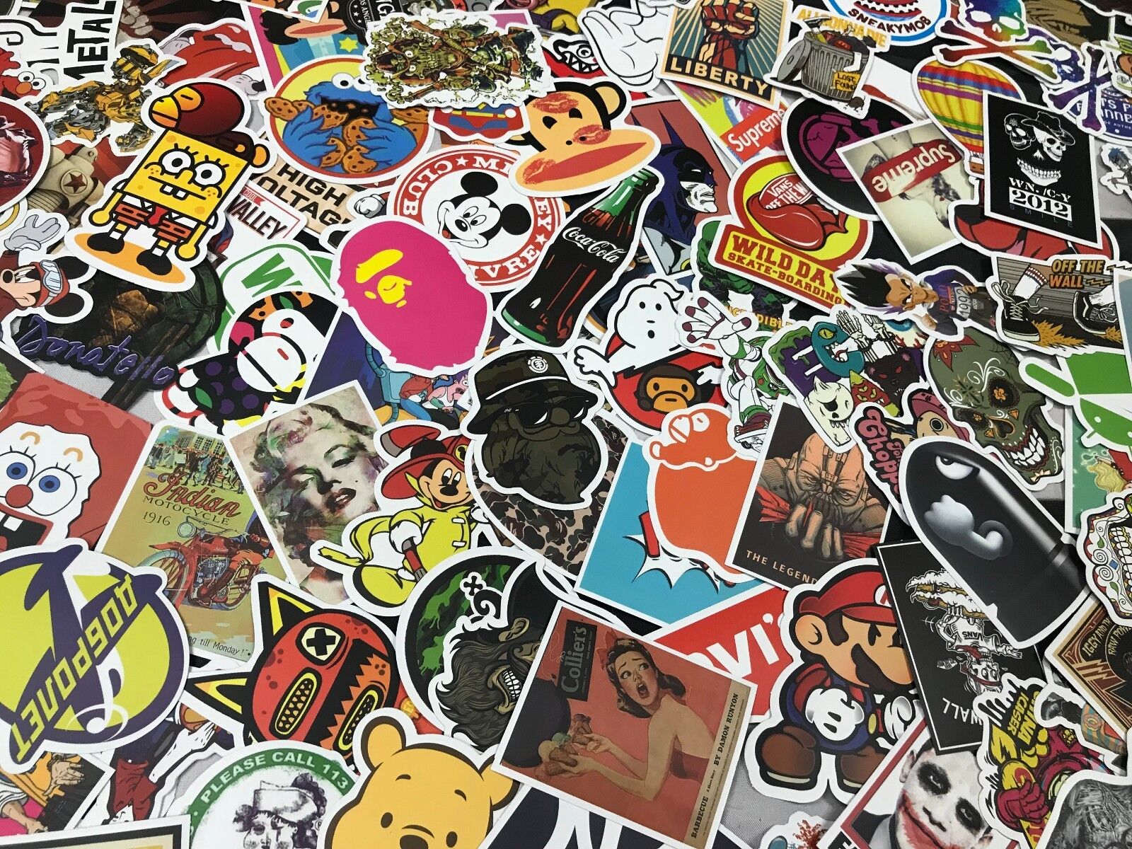 Lot 100 Random Vinyl Laptop Skateboard Stickers bomb Luggage Decals Dope Sticker