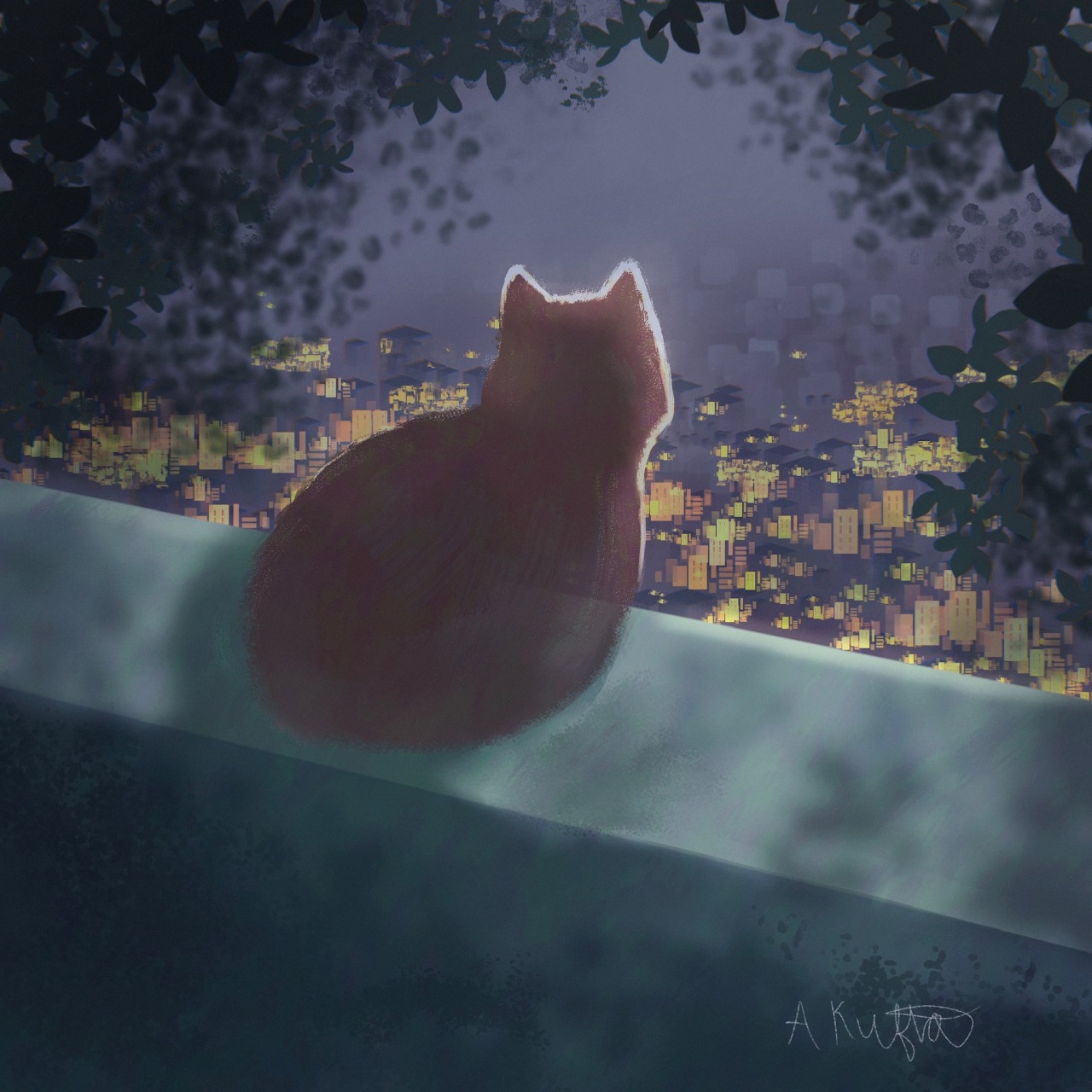 Silhouette Lofi Girl Watching The Sundown With Cat Live Wallpaper  MoeWalls