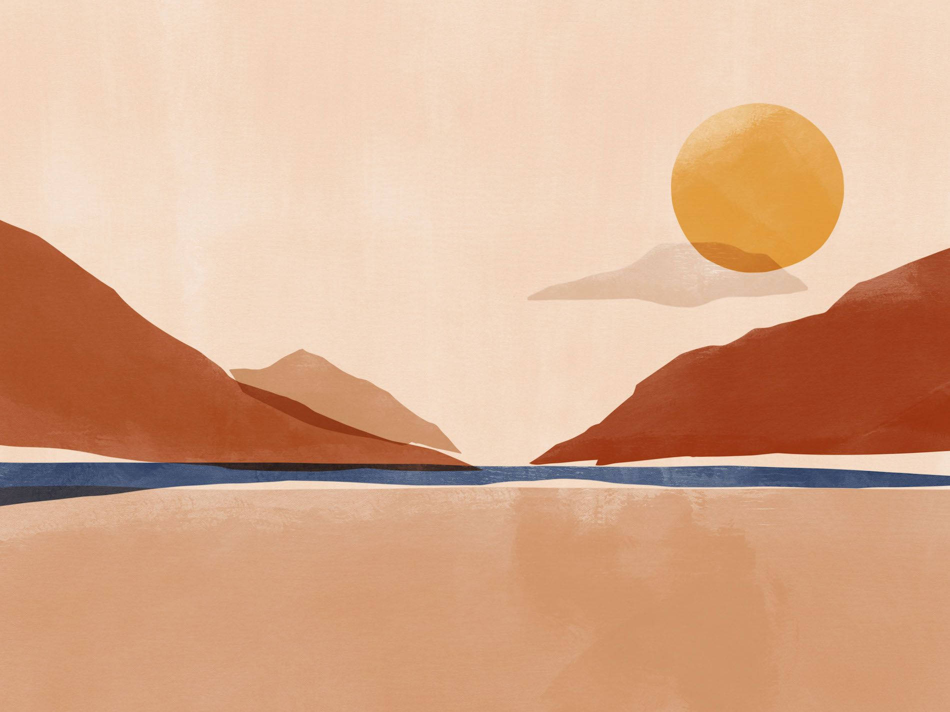 Download Brown Aesthetic Watercolor Landscape Laptop Wallpaper