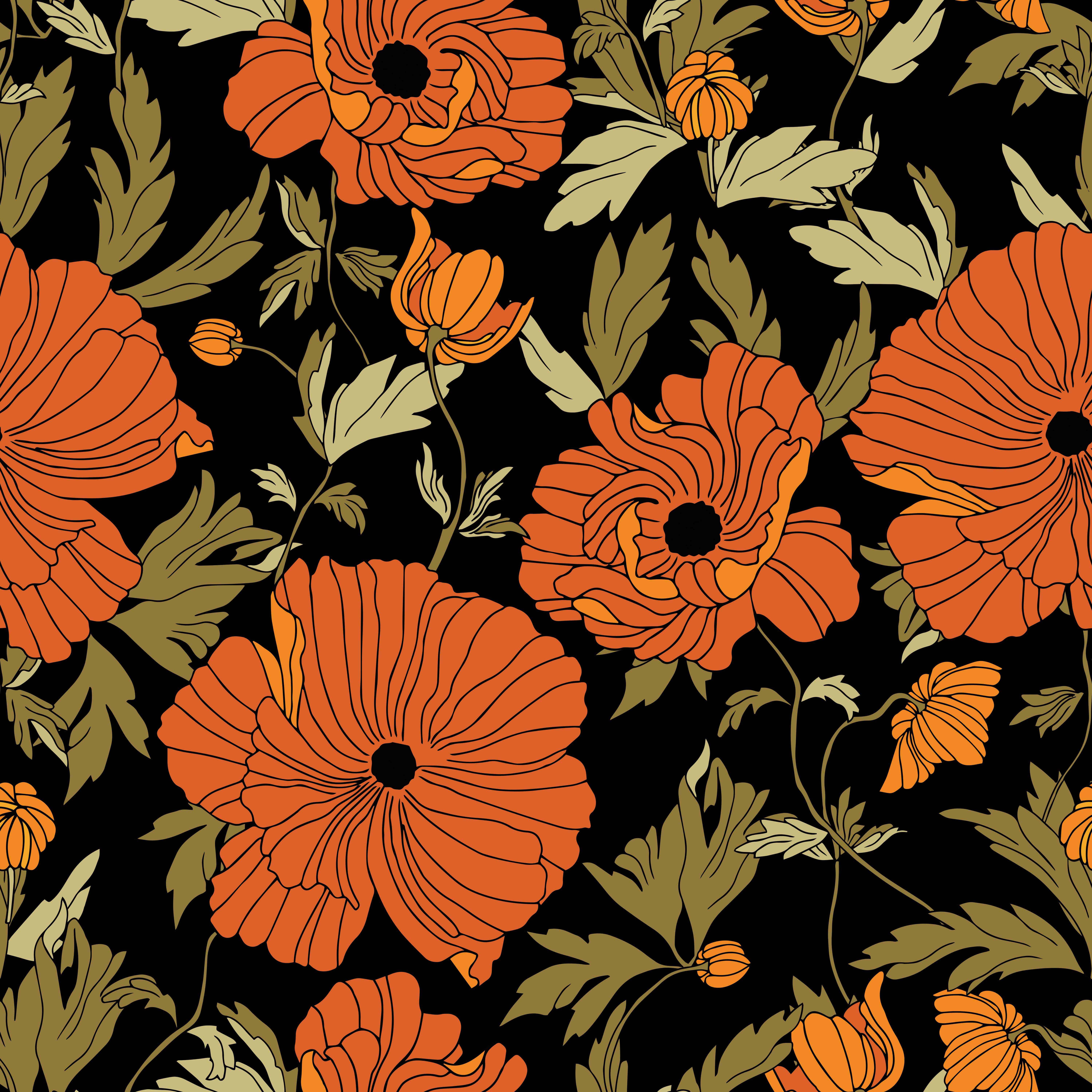 Red And Black Poppy Floral Wallpaper And Stick Or Non Pasted