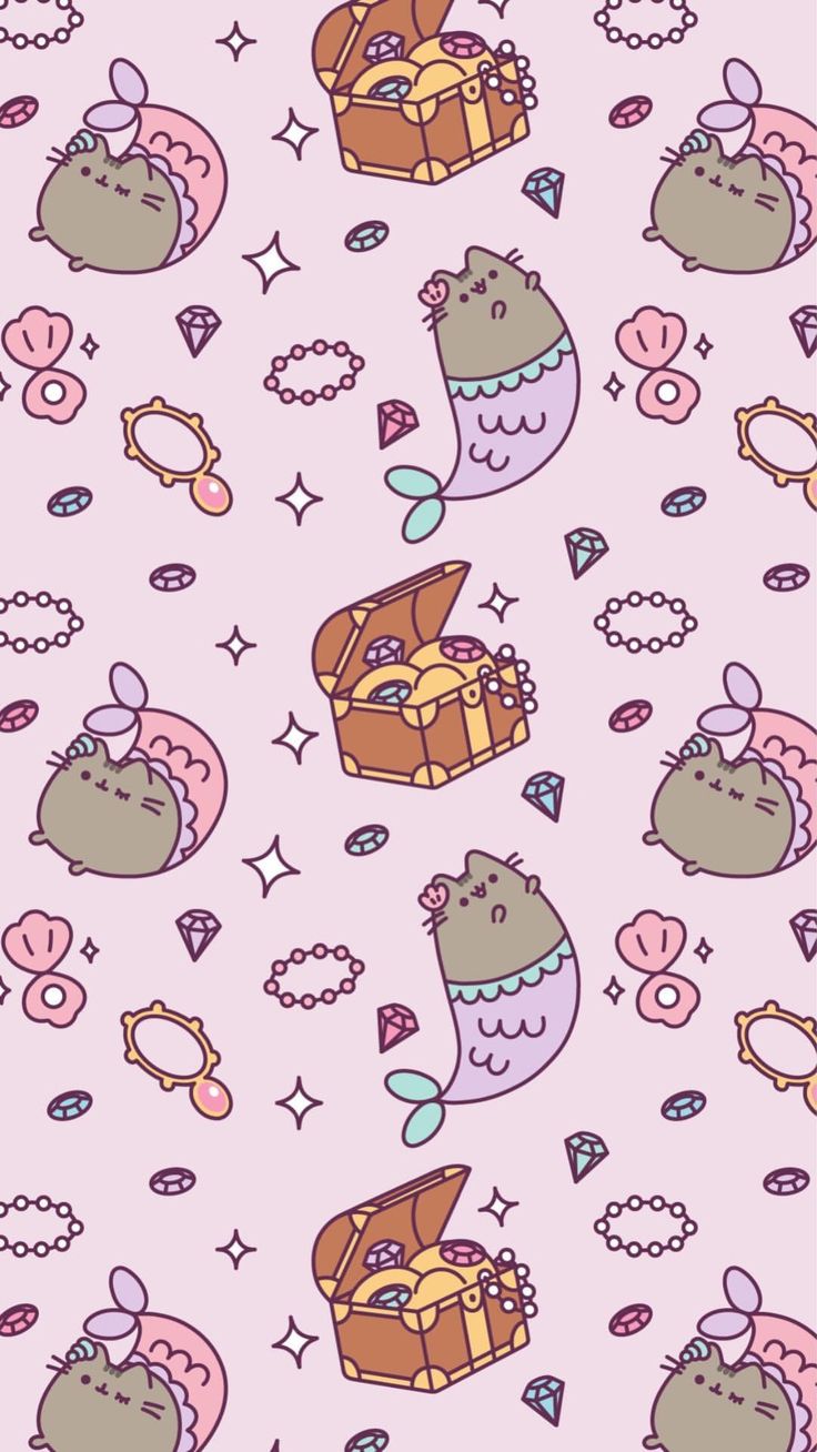 pusheen ♡ wallpaper. Mermaid wallpaper, Cute wallpaper, Cute wallpaper background
