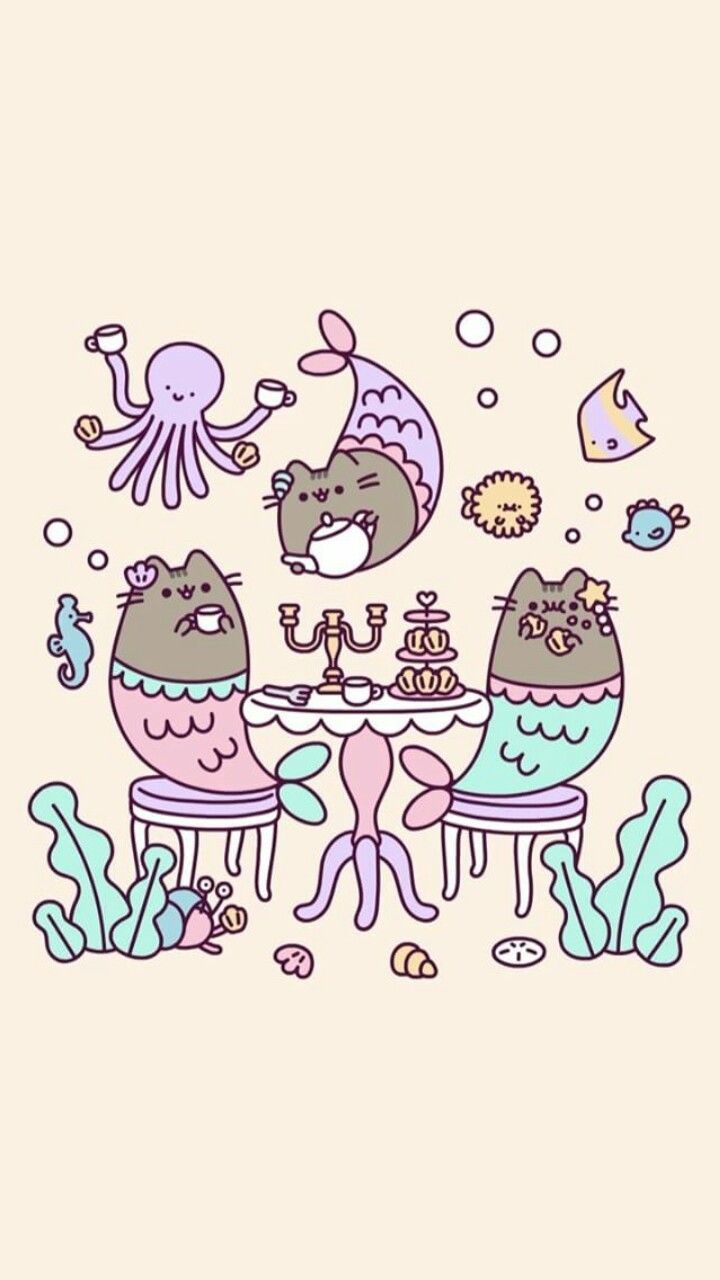 pusheen #mermaidpusheen. Pusheen cute, Cute wallpaper, Kawaii wallpaper