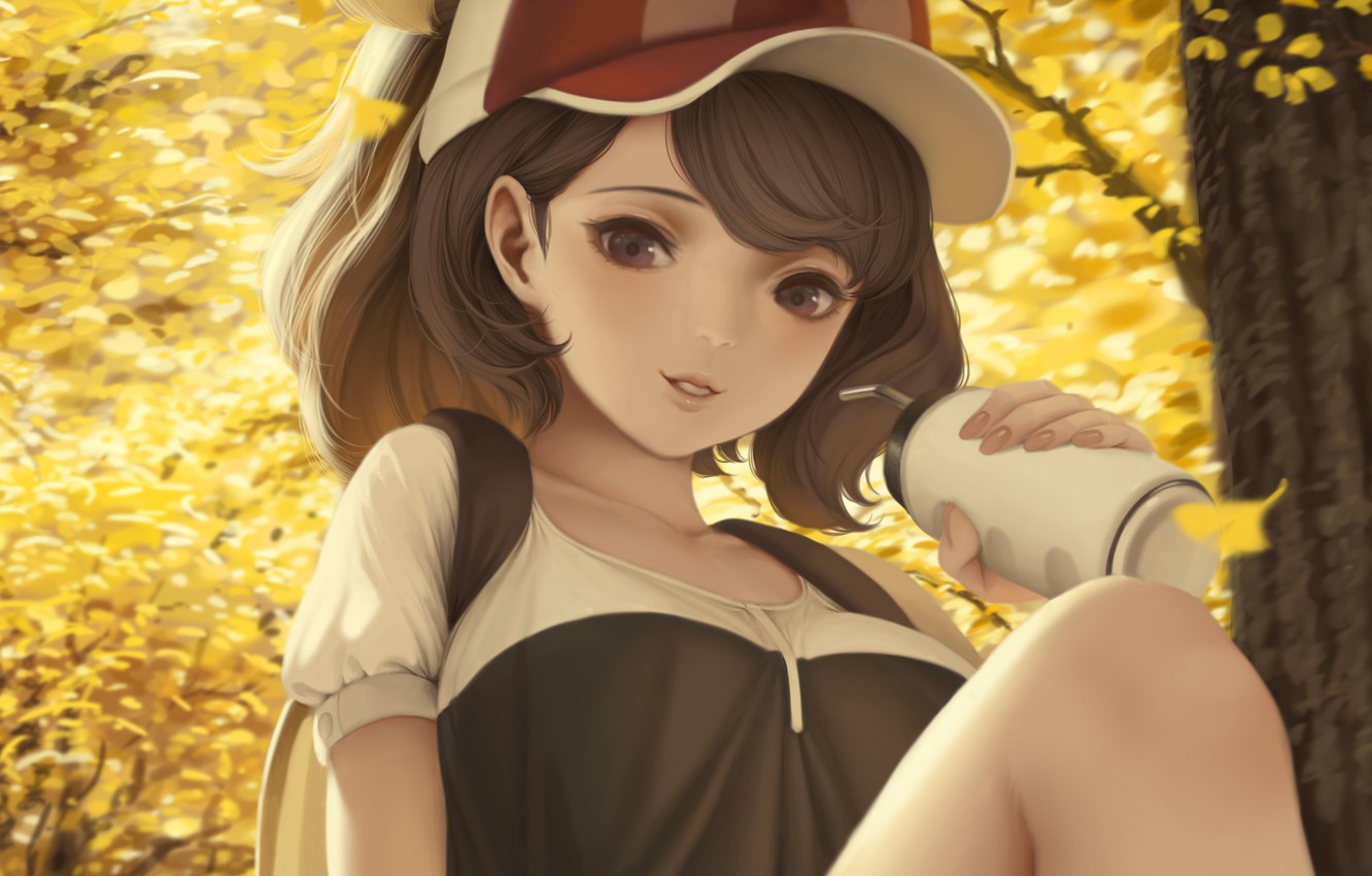 Wallpaper girl, blouse, brown eyes, anime, beautiful, short hair, pretty, brunette, Pokemon, attractive, handsome, Elaine image for desktop, section сёнэн
