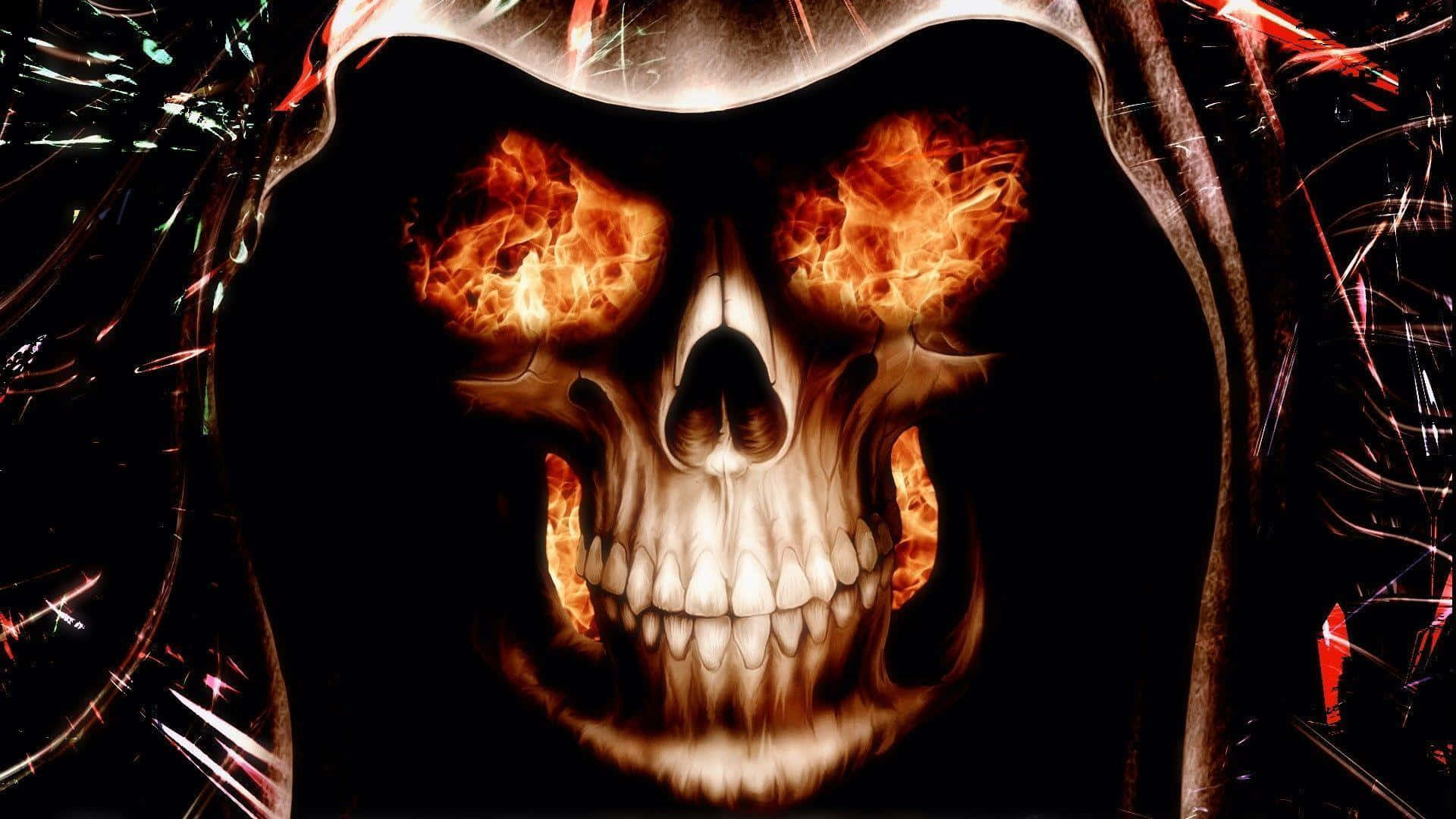 Download A Fiery Skull Warning Wallpaper