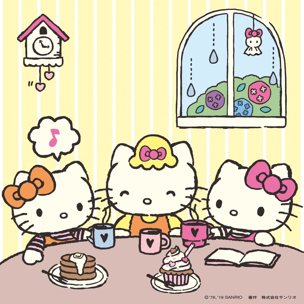 Hello Kitty and Mimmy with Mama. ハローキティー, キティの壁紙, キティ