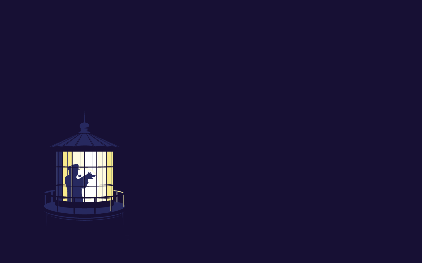 Wallpaper, illustration, minimalism, blue, lighthouse, brand, light, lighting, darkness, screenshot, computer wallpaper, font 1440x900