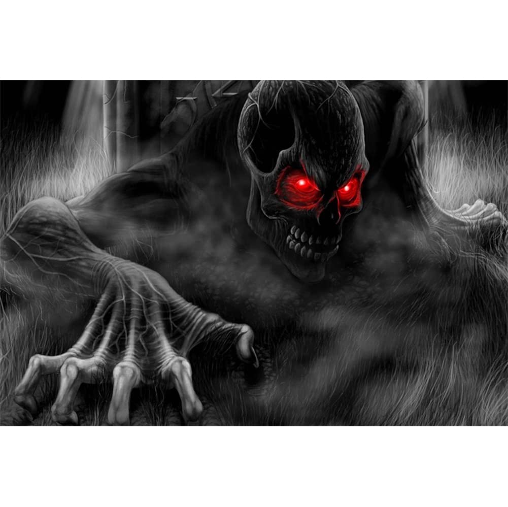 Amazon.com, Eainb Halloween Haunted Skeleton Banquet Backdrops Scary Black Skulls Photography Backdrop Vinyl Background Family Kids Party Decor Background , 9x6ft