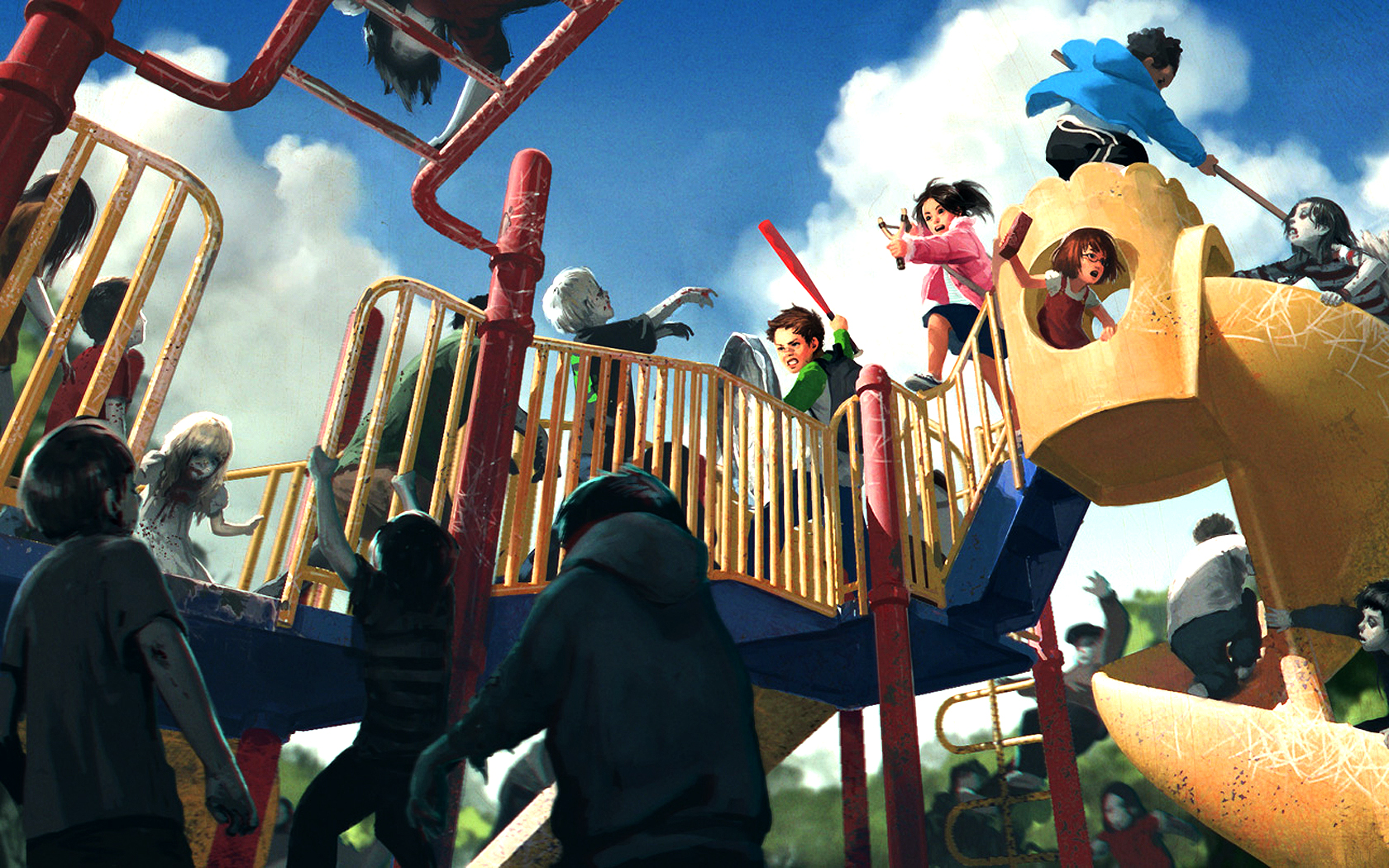 Wallpaper, 1680x1050 px, cartoon, children, creepy, dark, horror, kids, scary, spooky, zombies 1680x1050