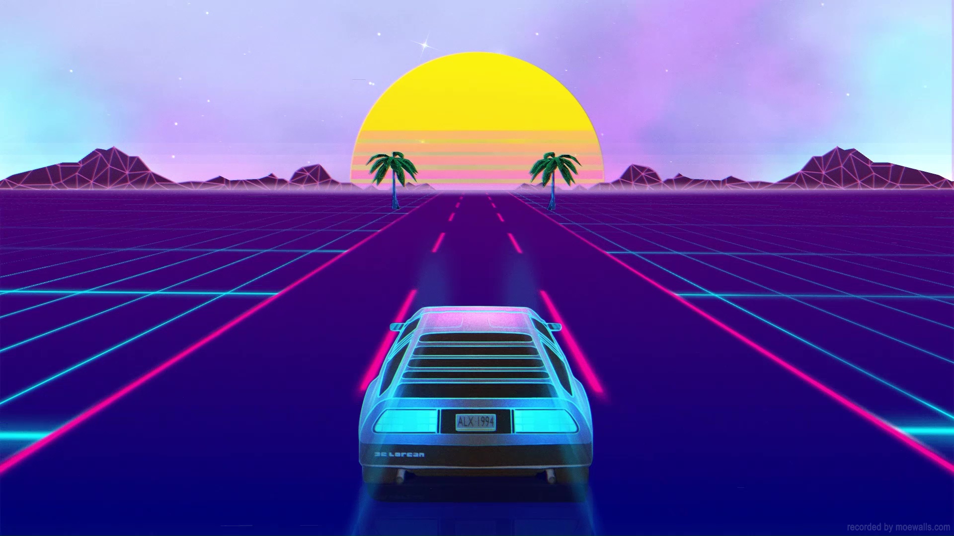 Delorean Dmc 12 Retrowave Live Wallpaper