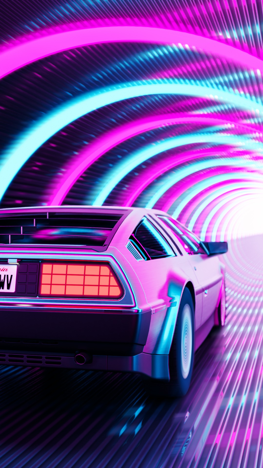 Wallpaper / Artistic Retro Wave Phone Wallpaper, Car, DeLorean DMC 12 'Back To The Future', 1080x1920 Free Download