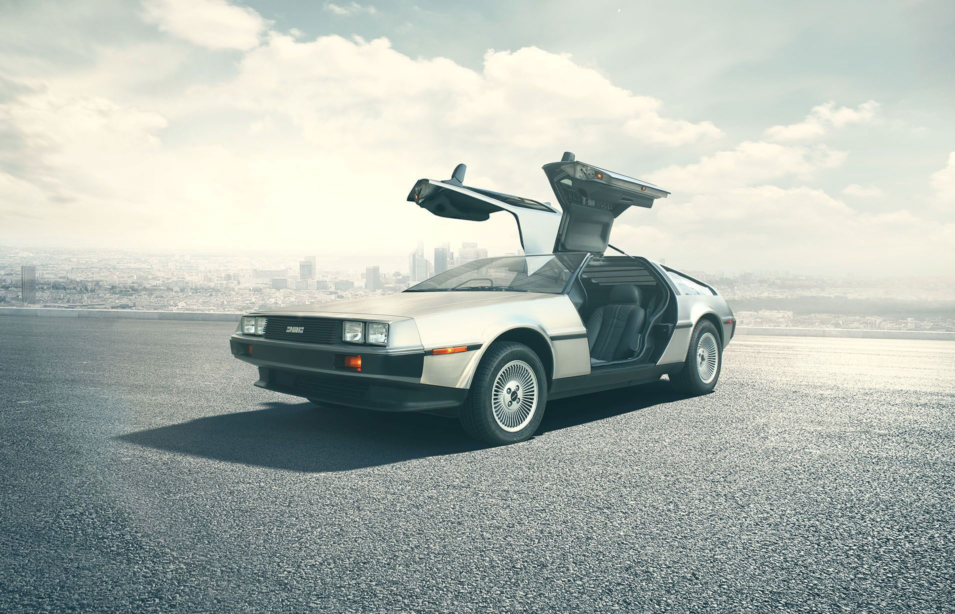 Wallpaper Dmc, Dmc Delorean, Car, Road, Clouds