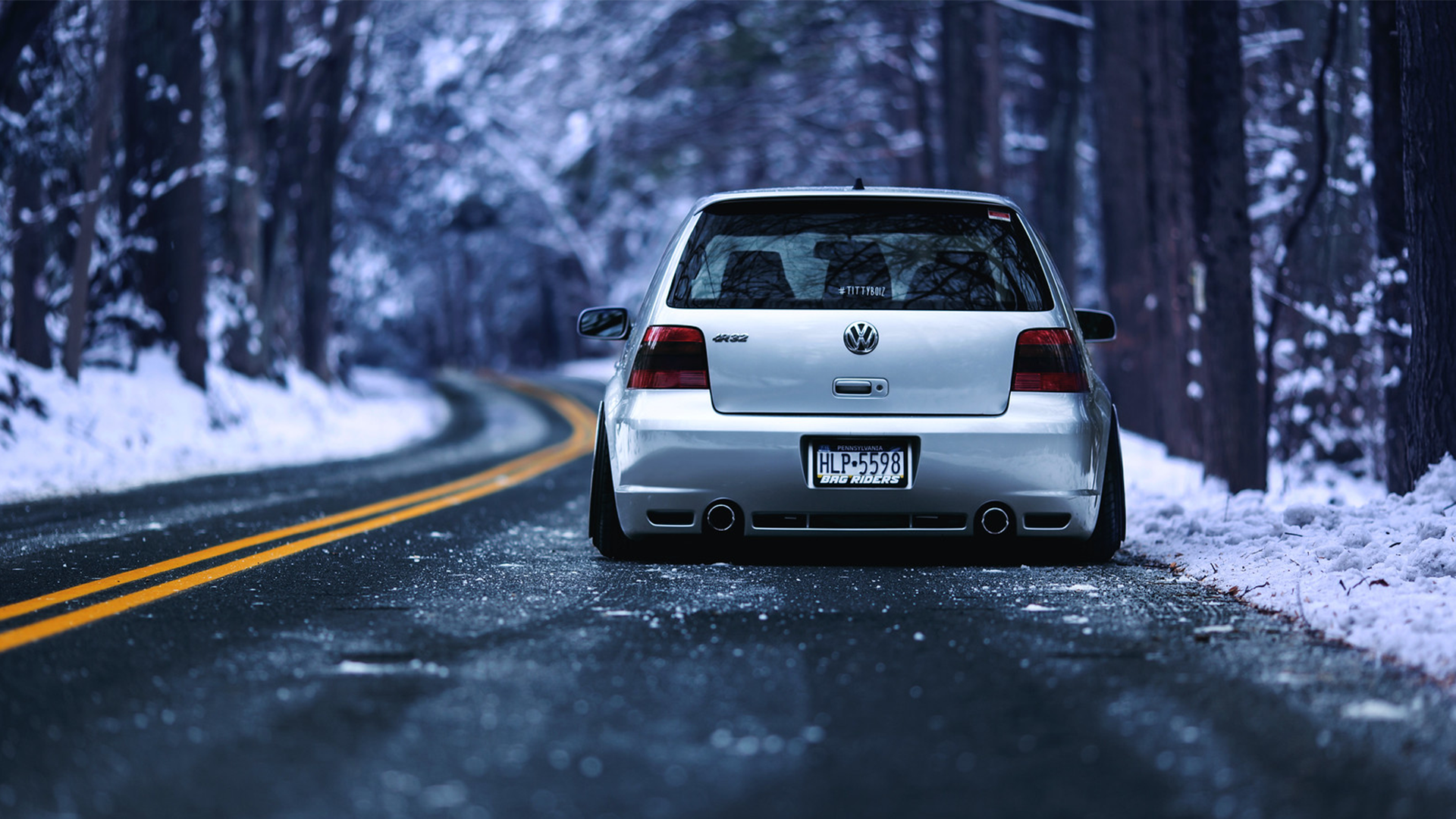 lowered, car, golf, winter, Golf IV Gallery HD Wallpaper