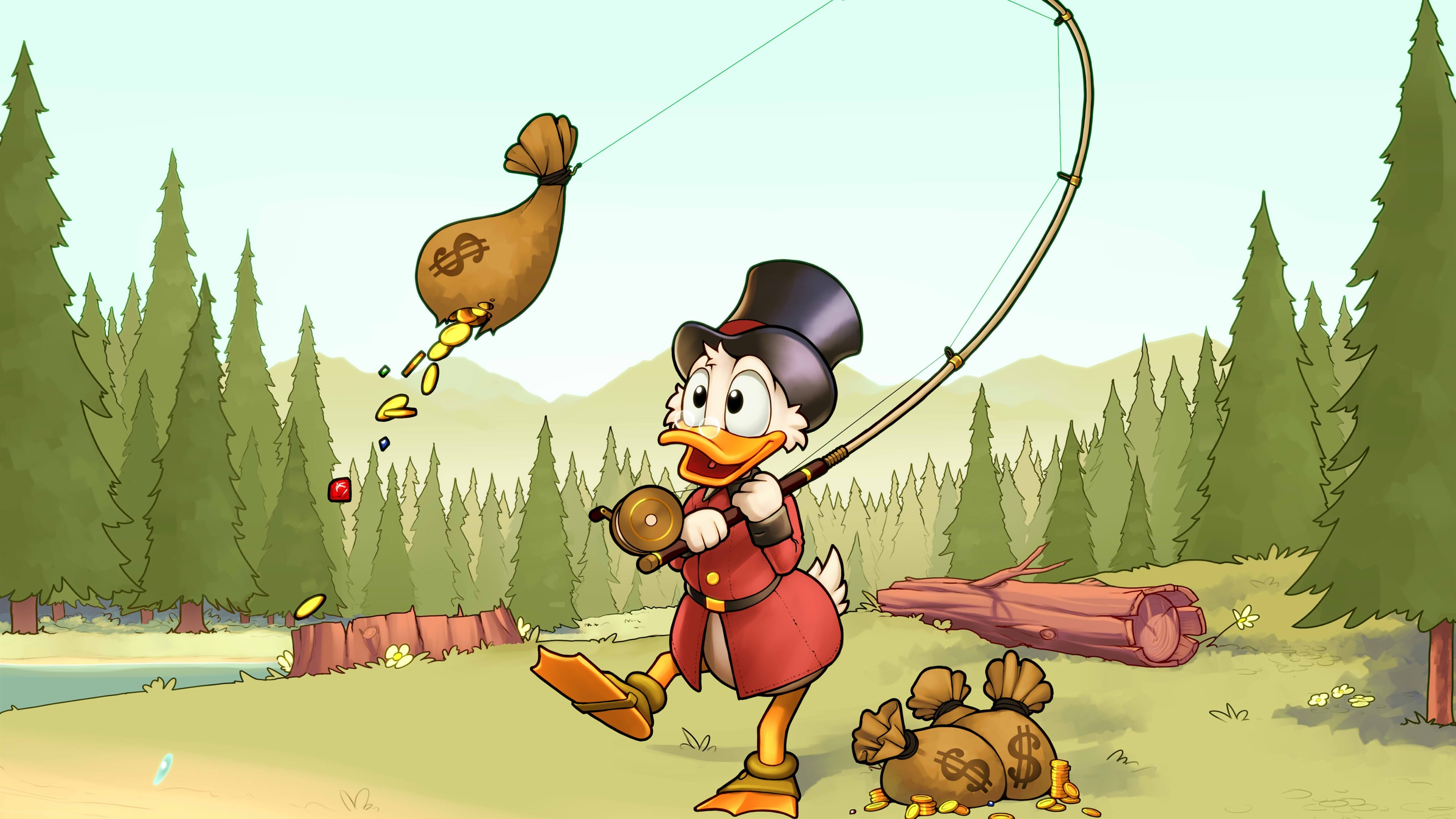 Wallpapers Donald Duck, fishing money, Disney cartoon 3840x2160 UHD 4K Picture, Image