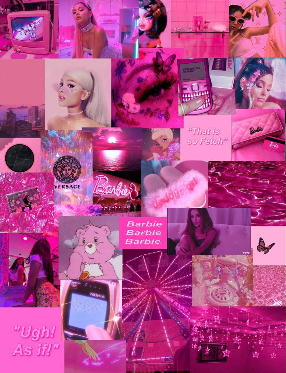 Download Baddie Barbie Aesthetic Neon Pink Collage Wallpapers