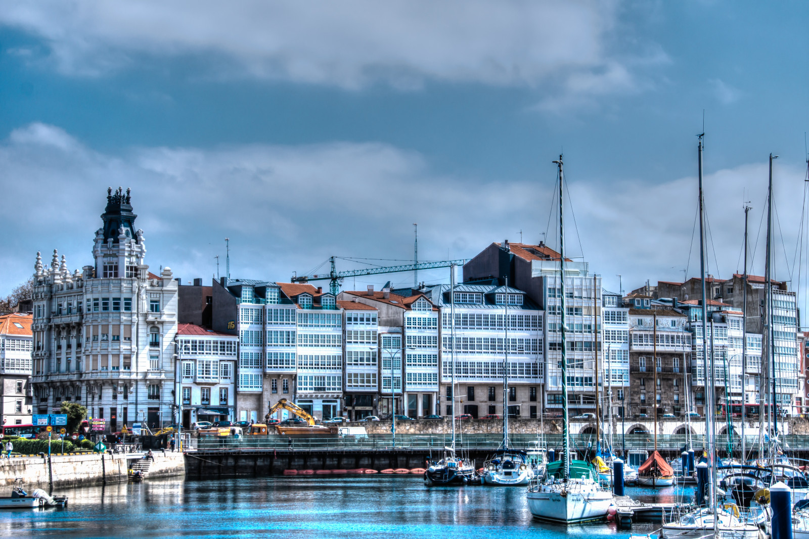 Wallpaper, building, puerto, harbor, mar, coruna, yacht, edificio, Galicia 5716x3811