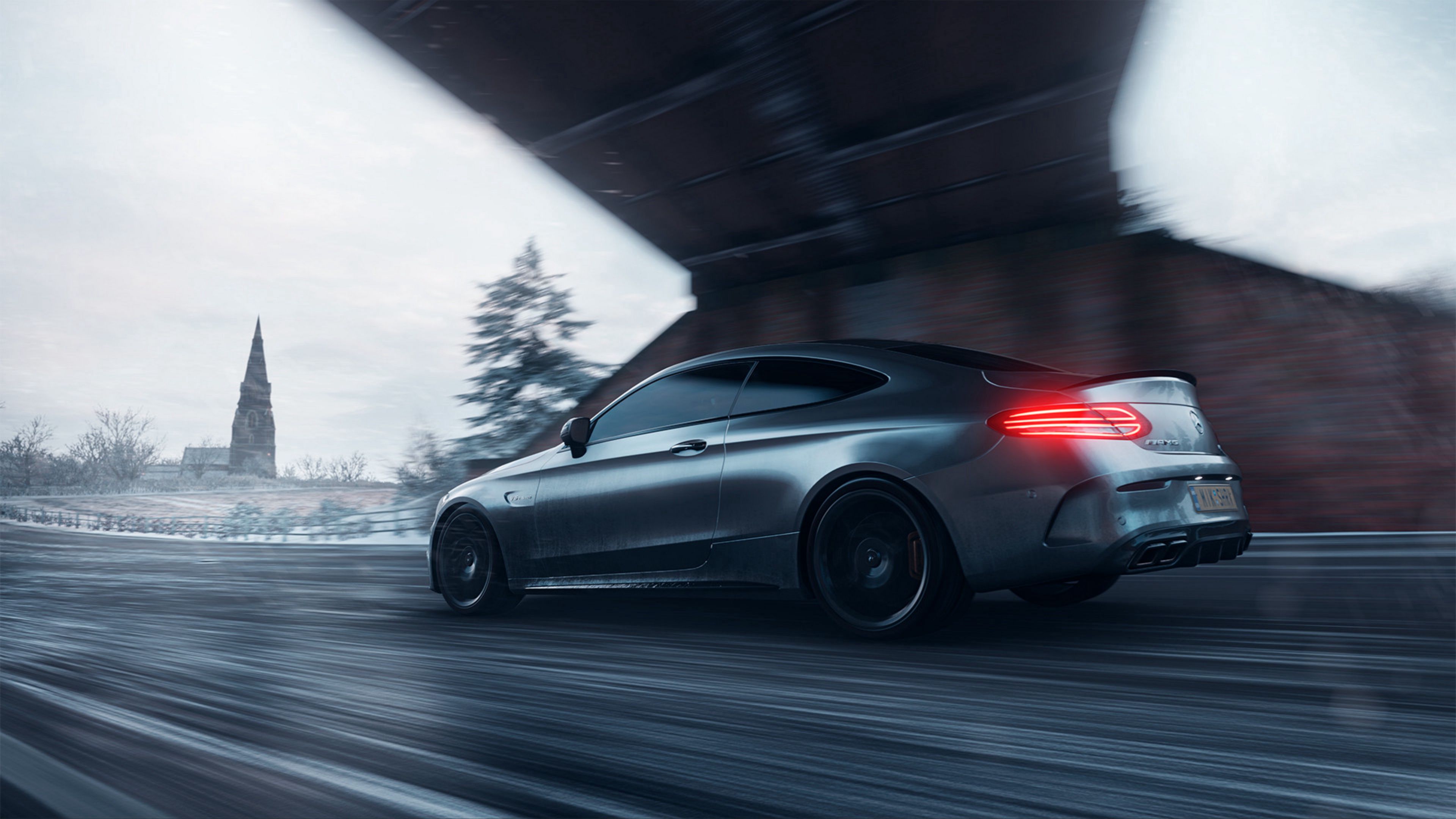 Wallpaper / mercedes amg c63s, mercedes, sportscar, gray, side view, track, speed, 4k free download