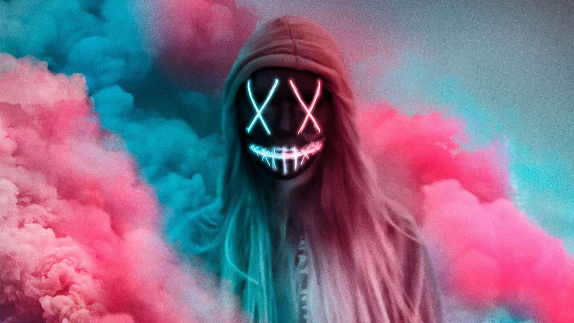 HD Neon Mask Girl Colorful Gas