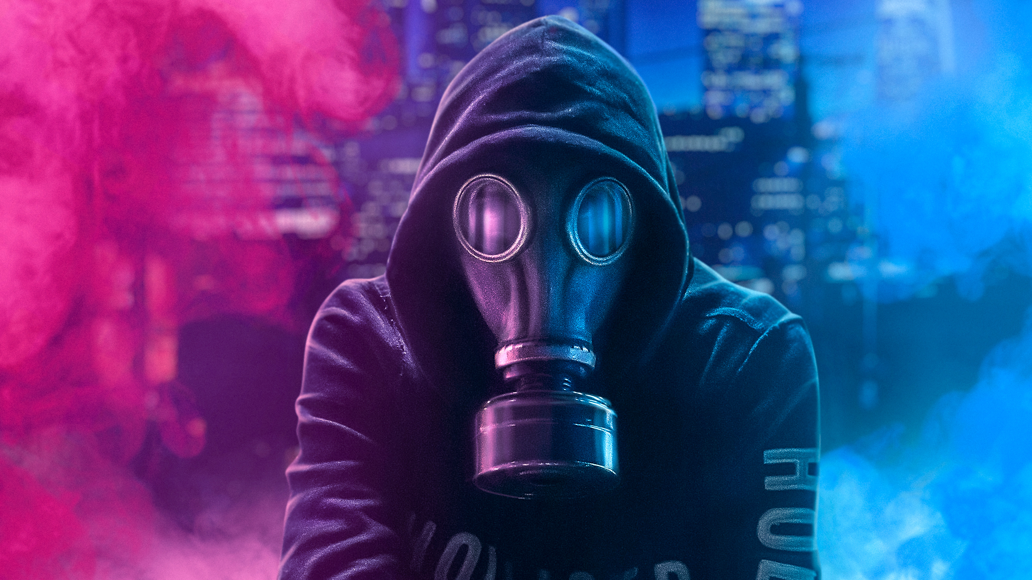 neon, artist, hd, 4k, mask, hoodie Gallery HD Wallpaper