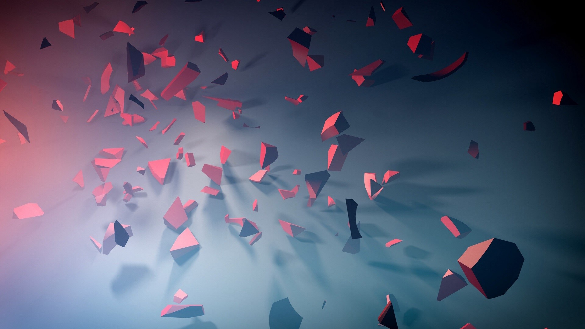 Wallpaper / 3D, shadow, geometry, digital art, render, CGI, red, blue, abstract free download