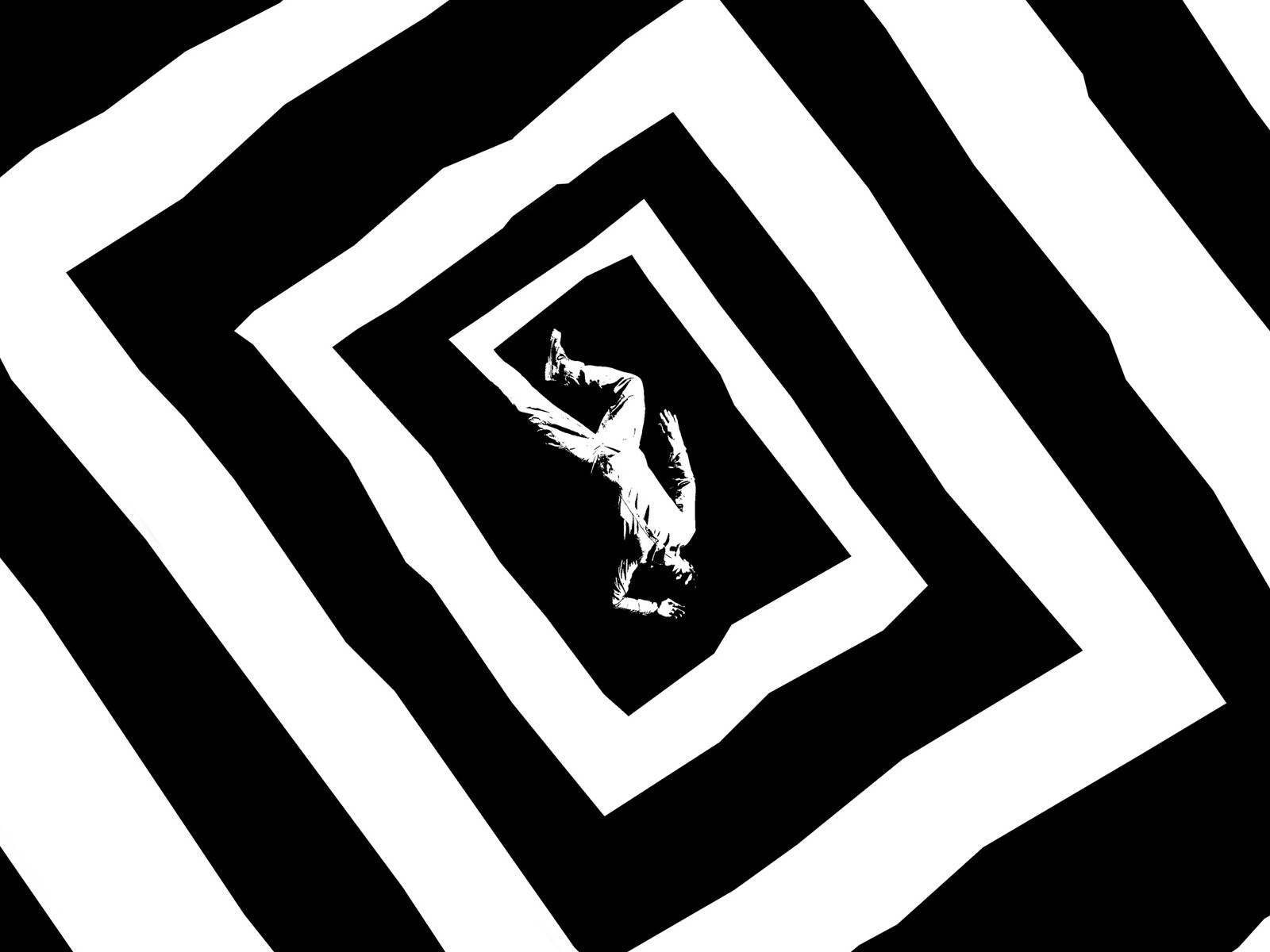 Wallpaper, illustration, abstract, silhouette, movie poster, logo, optical illusion, Vertigo, brand, Alfred Hitchcock, shape, line, black and white, monochrome photography, font, clip art 1600x1200