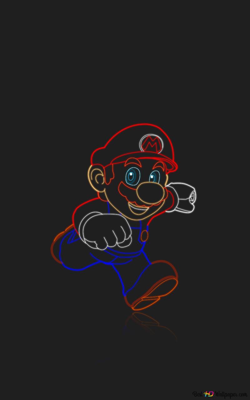 Mario Neon Glow HD wallpaper download