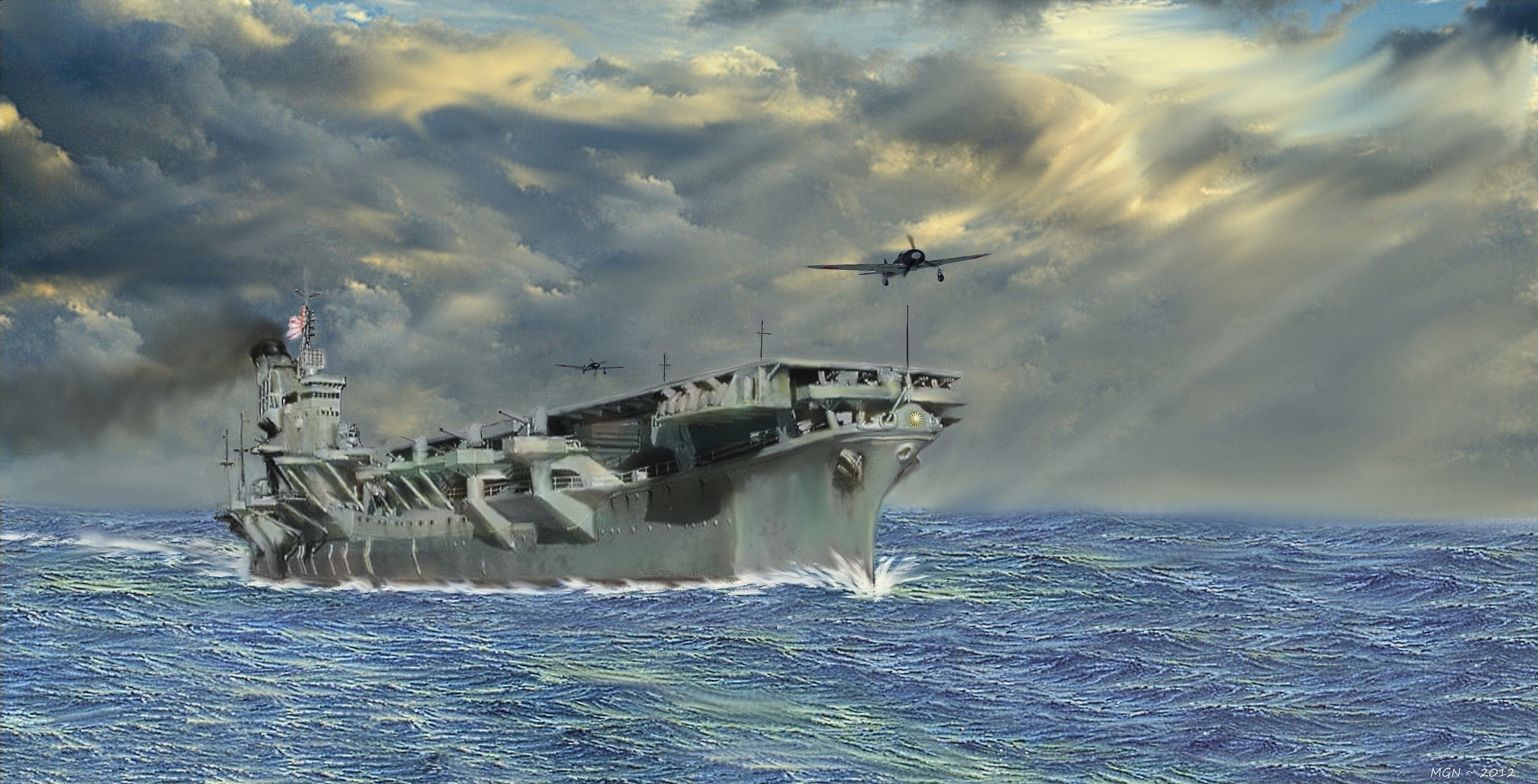 aircraft carrier Shinano 1080P, 2k, 4k HD wallpaper, background free download