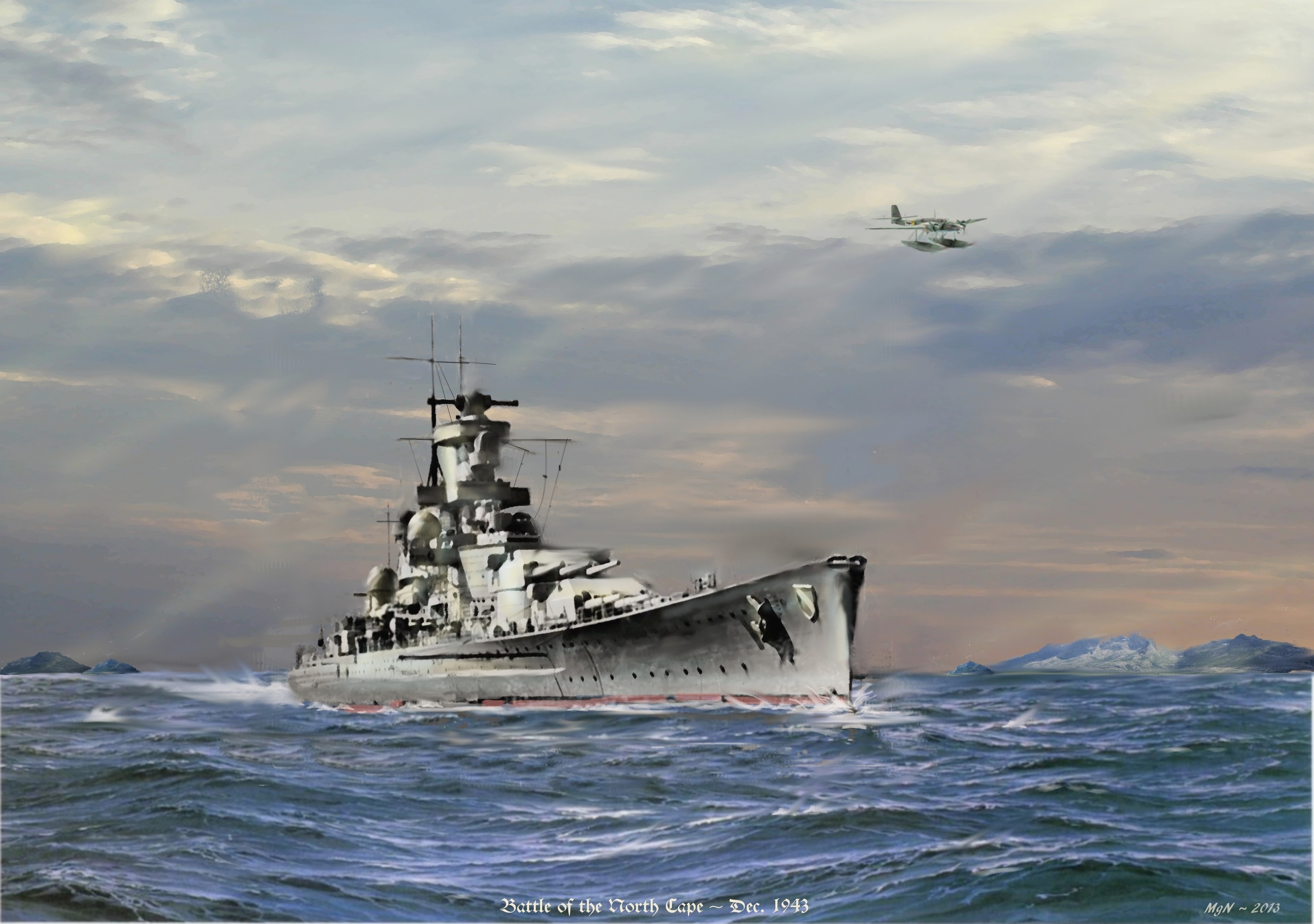 4K, German battleship Scharnhorst, Ships, Painting Art Gallery HD Wallpaper