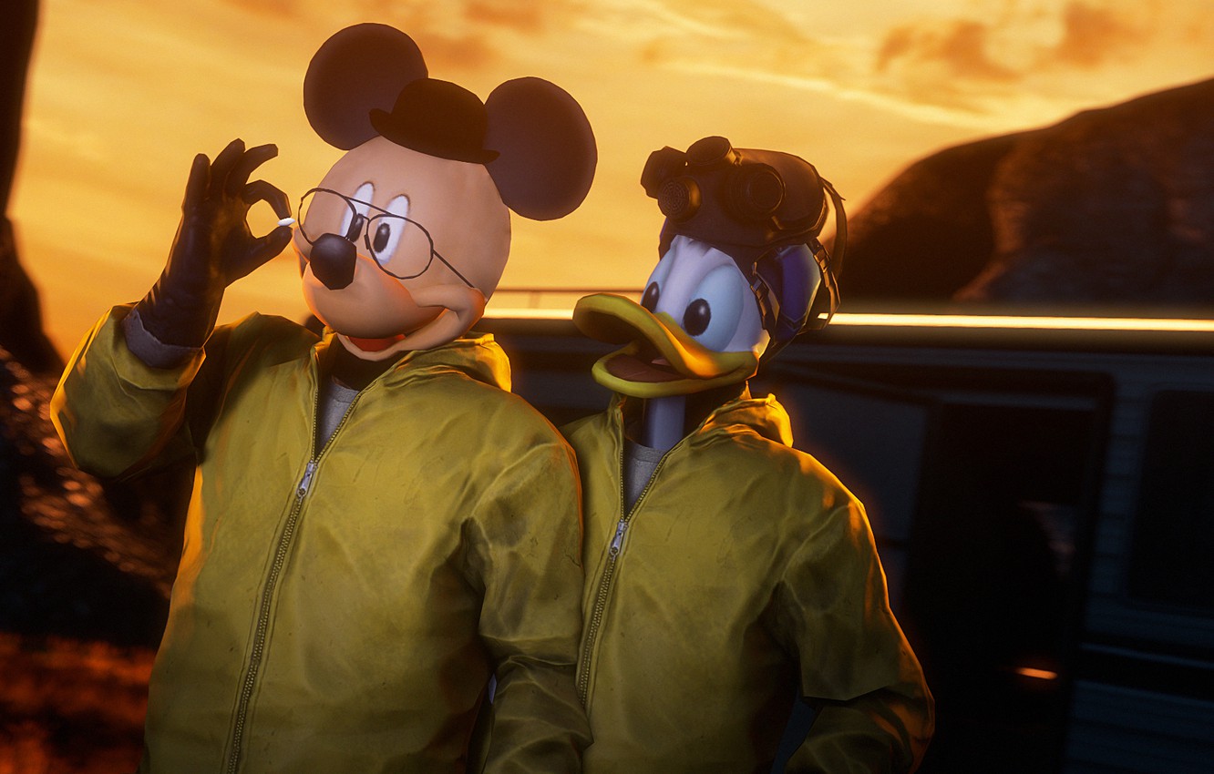 Wallpaper Disney, crossover, breaking bad, fan art, Mickey Mouse, Donald Duck image for desktop, section фильмы