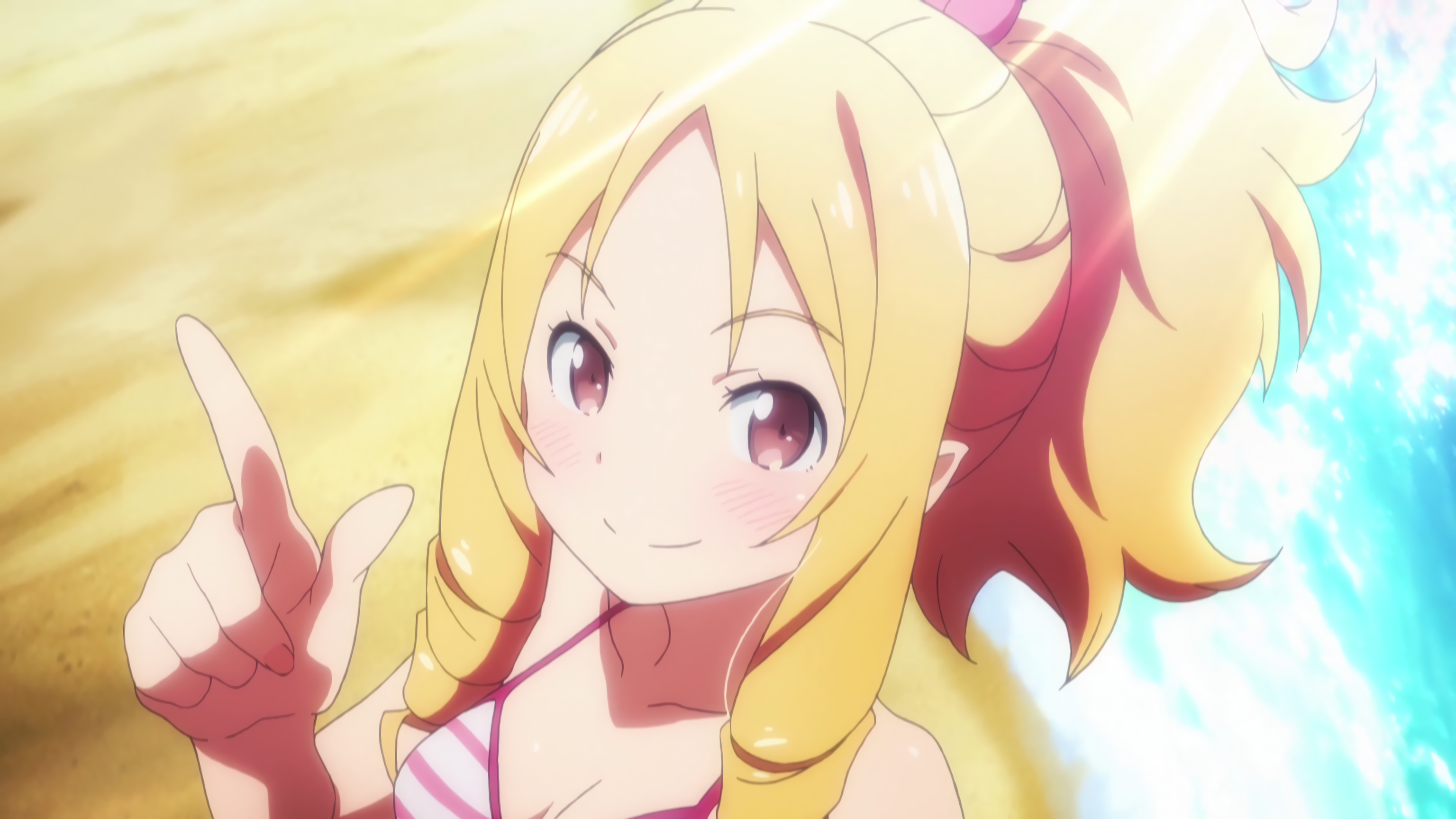 Wallpaper, Eromanga sensei, Elf Yamada, two piece swimsuit, beach 3072x1728