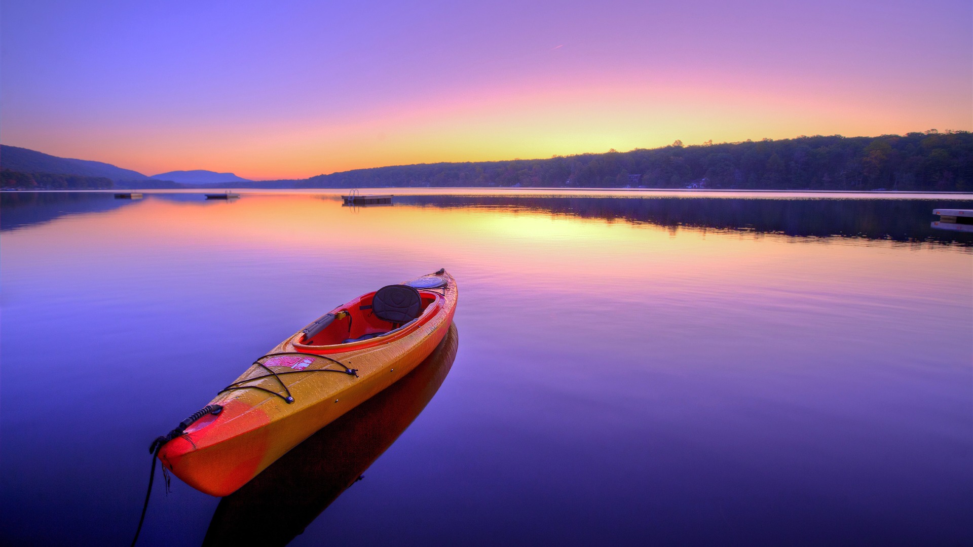 Summer Sunrise Kayak Lake Nature Scenery
