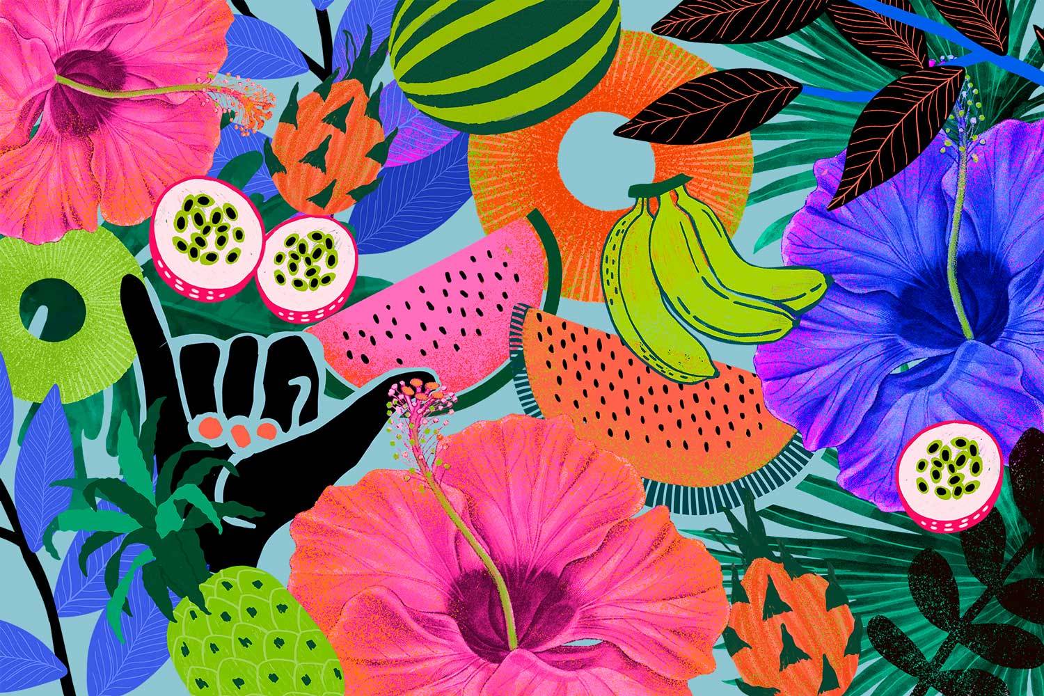 Summer Tropical Mix Wallpaper Mural