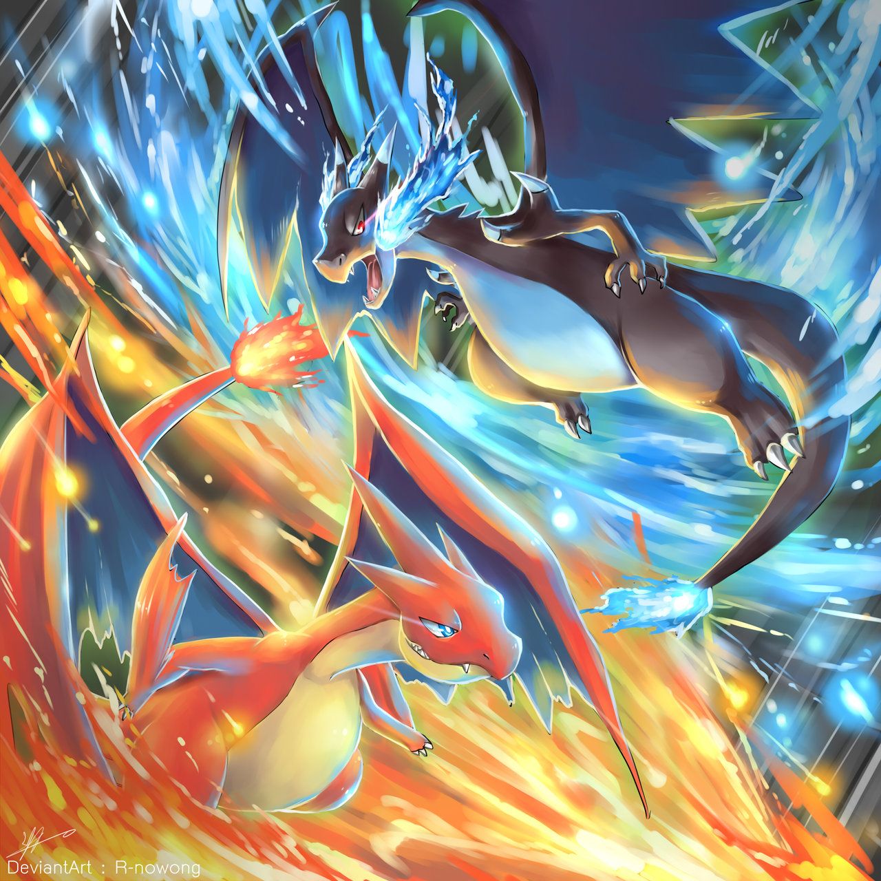 Pokemon, X VS Y By R Nowong. Pokemon Firered, Cool Pokemon Wallpaper, Pokemon Rayquaza