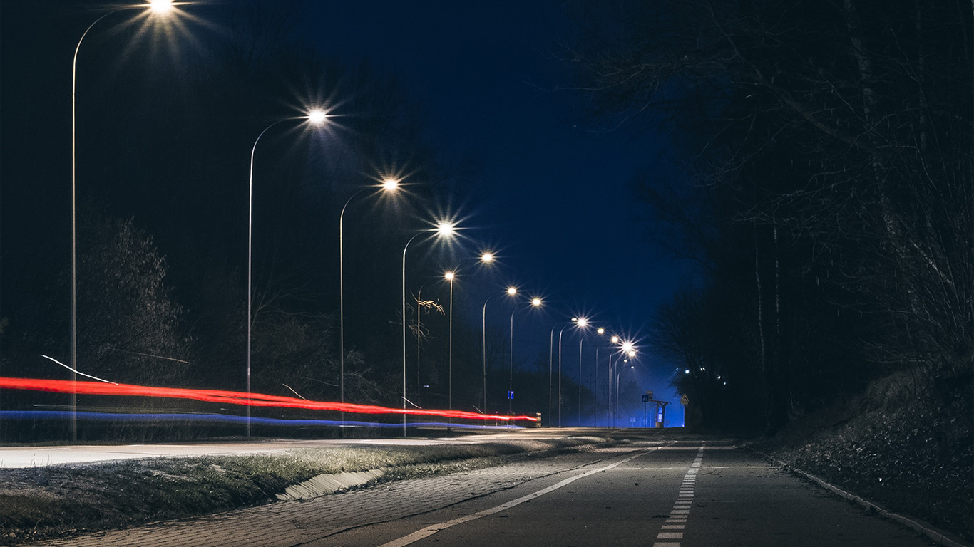 wallpaper for desktop, laptop. street lights dark night car city