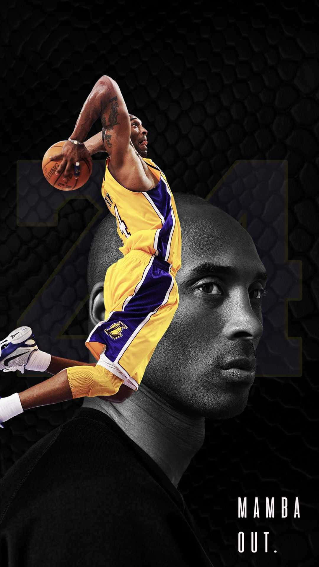 Download Kobe Bryant dribbling the basketball on the court Wallpaper