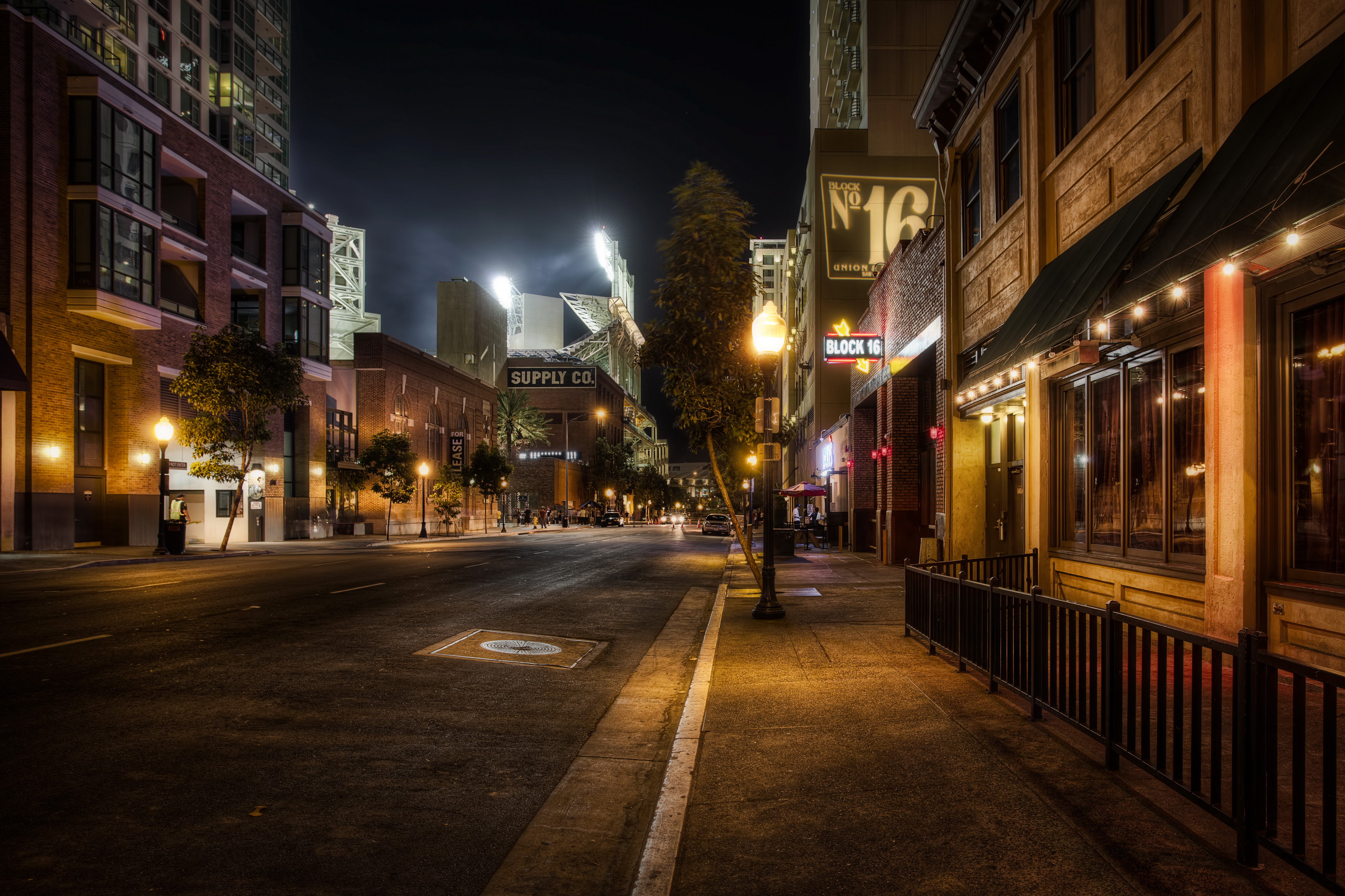 Wallpaper Lighted Street Lights on The Street During Night Time, Background Free Image